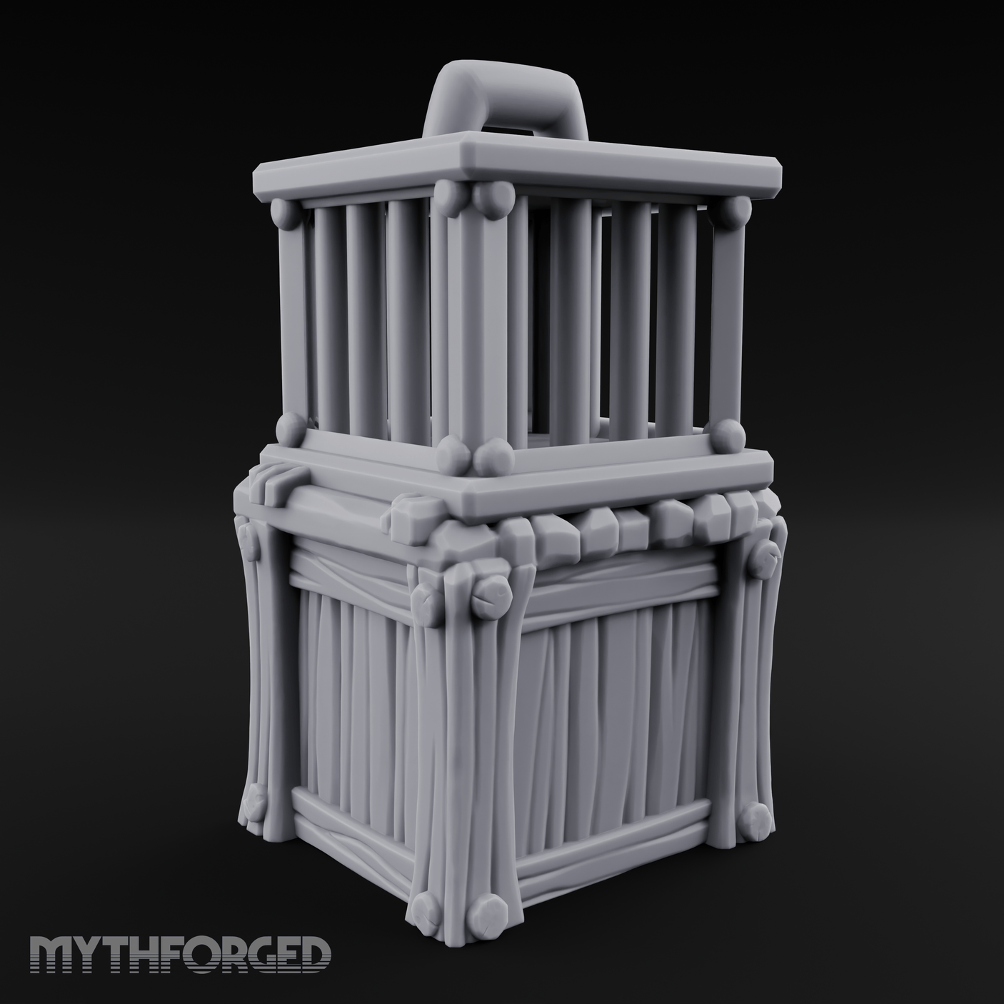 Stacked Merchant Crate And Cage Miniature for Dungeons and Dragons, Pathfinder or other TTRPGs