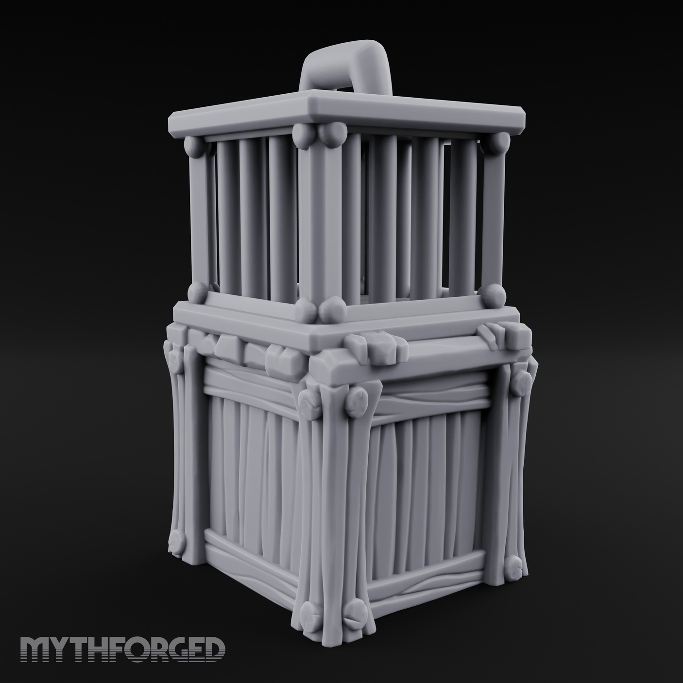 Stacked Merchant Crate And Cage Miniature for Dungeons and Dragons, Pathfinder or other TTRPGs