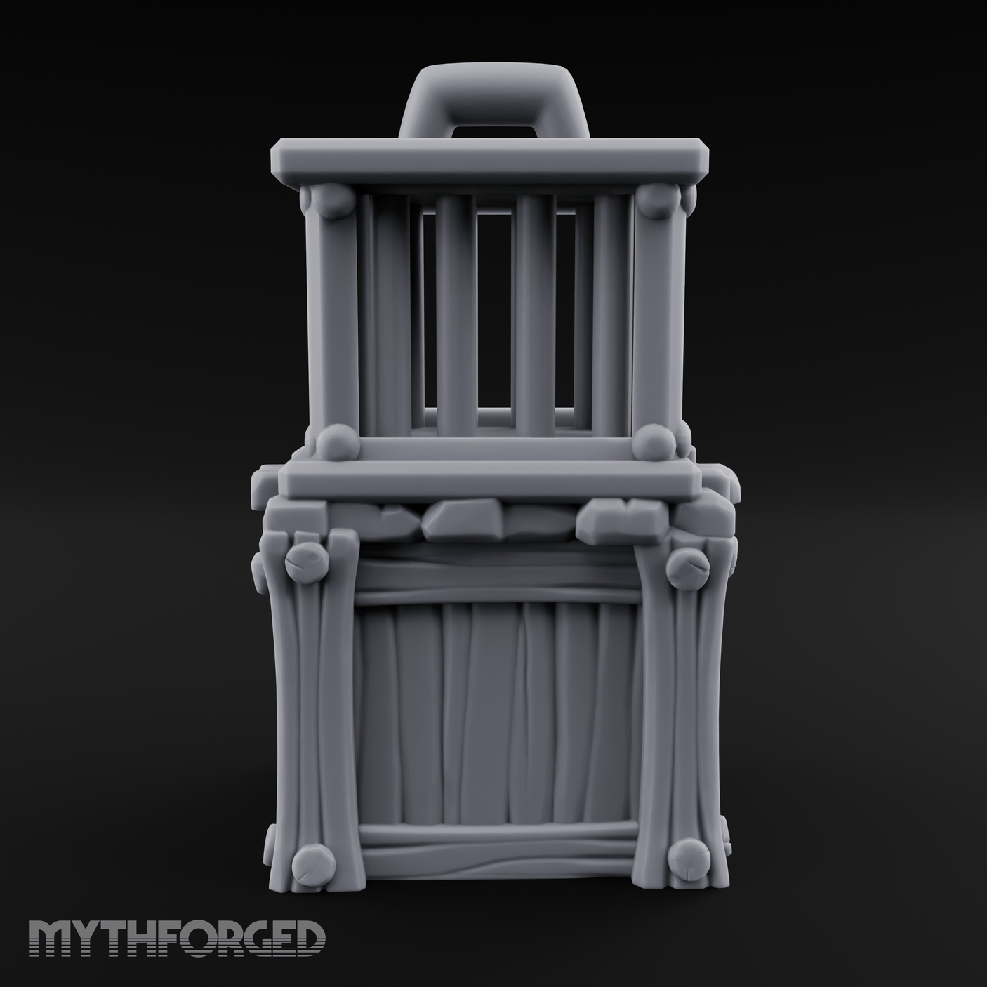 Stacked Merchant Crate And Cage Miniature for Dungeons and Dragons, Pathfinder or other TTRPGs