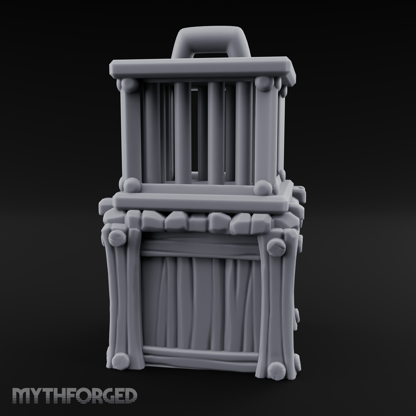 Stacked Merchant Crate And Cage Miniature for Dungeons and Dragons, Pathfinder or other TTRPGs