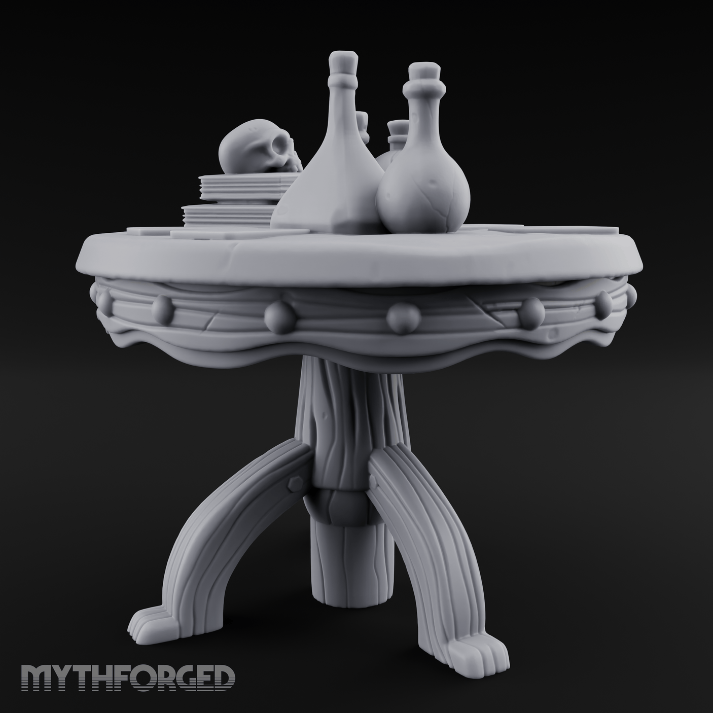 Potion-Laden Alchemist's Round Table Miniature for Dungeons and Dragons, Pathfinder or other TTRPGs