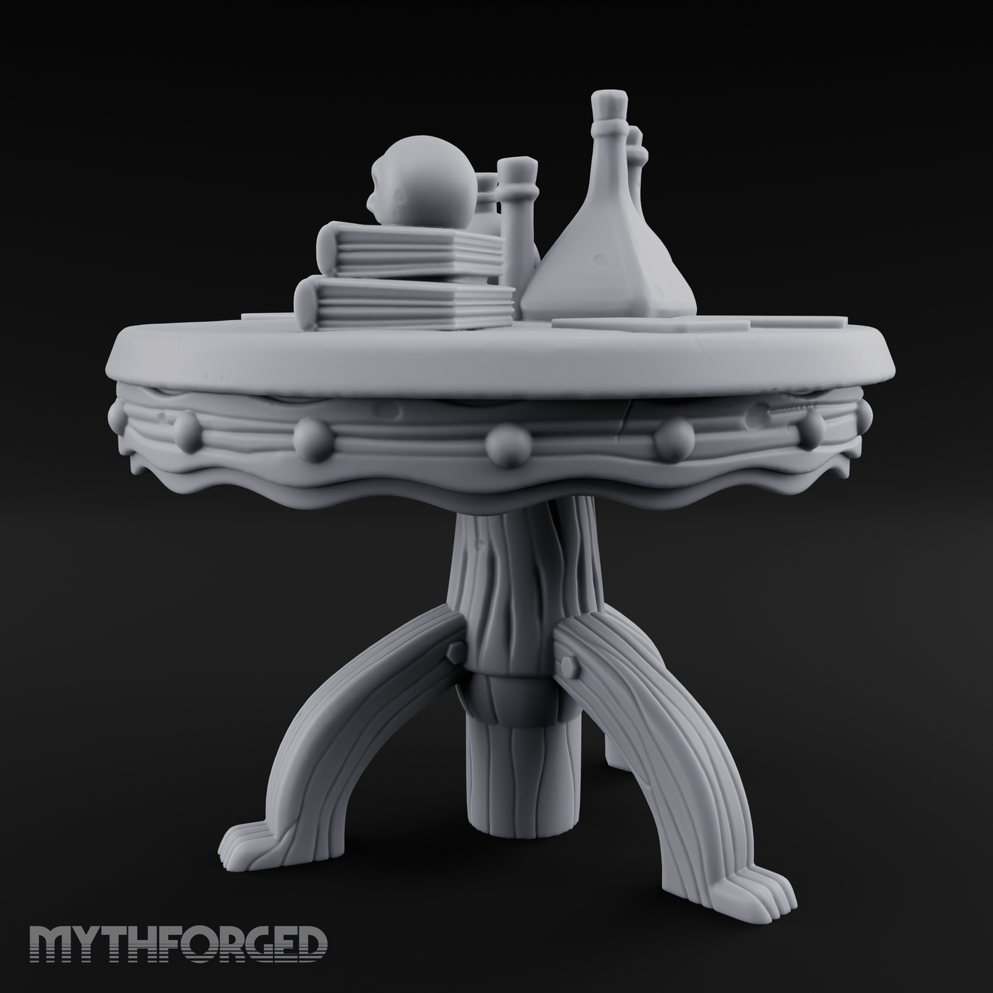 Potion-Laden Alchemist's Round Table Miniature for Dungeons and Dragons, Pathfinder or other TTRPGs