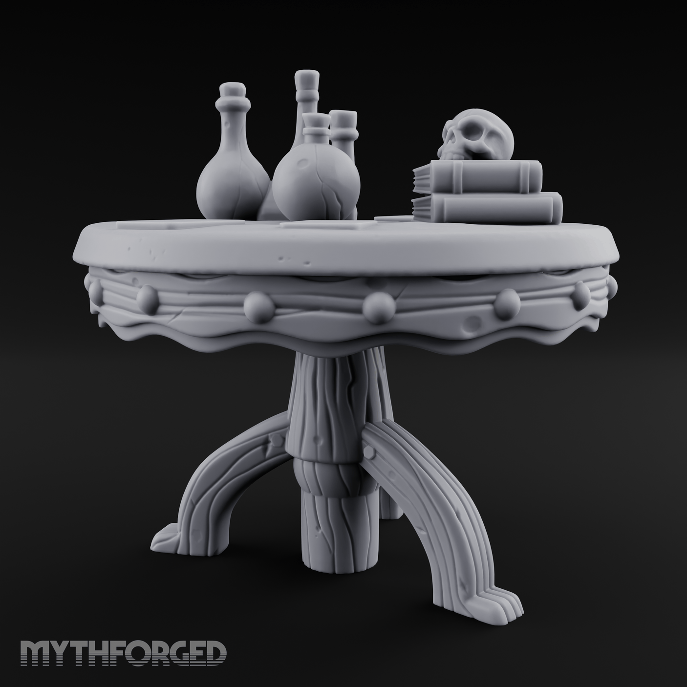 Potion-Laden Alchemist's Round Table Miniature for Dungeons and Dragons, Pathfinder or other TTRPGs