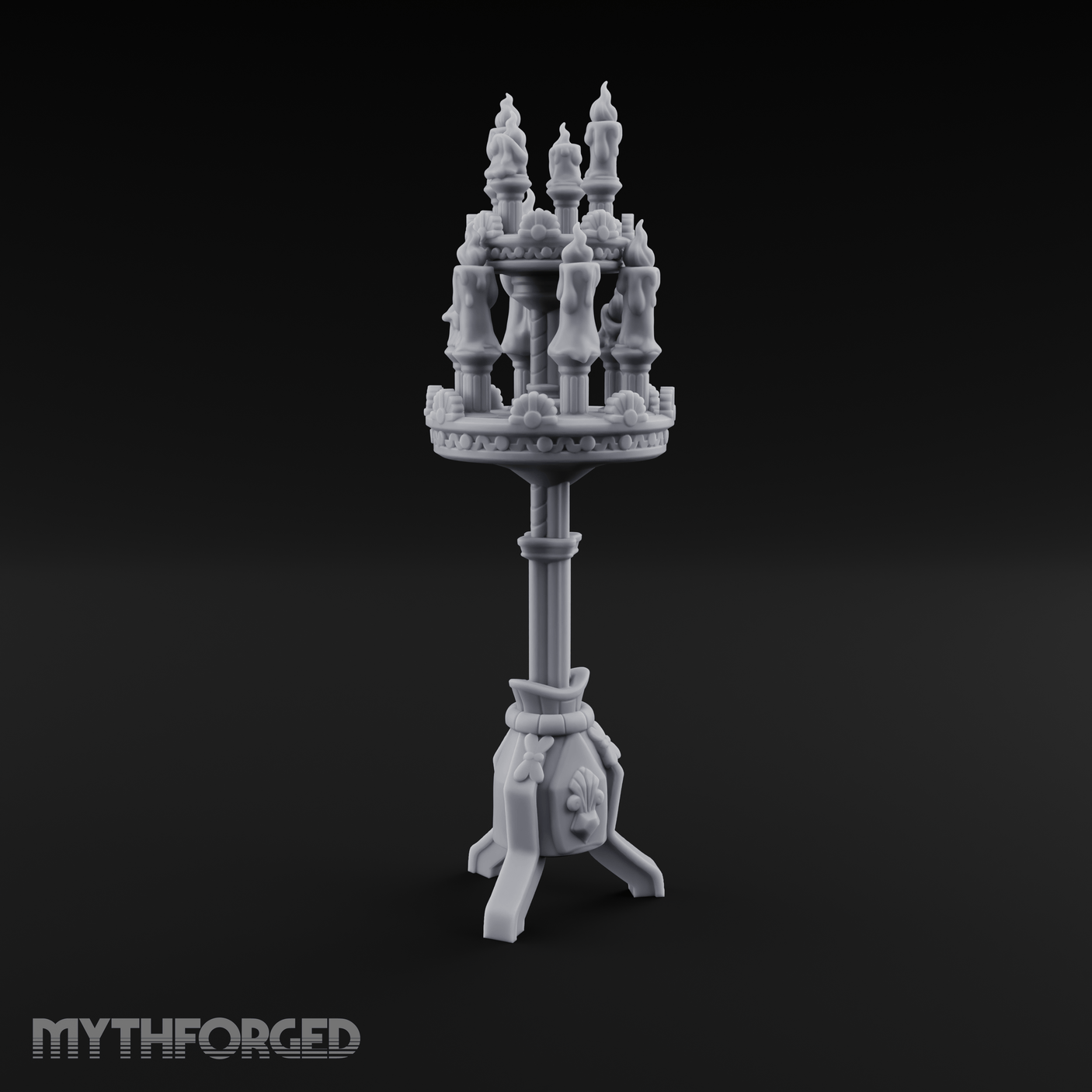 Torch-Crowned Ceremonial Candelabra Miniature for Dungeons and Dragons, Pathfinder or other TTRPGs