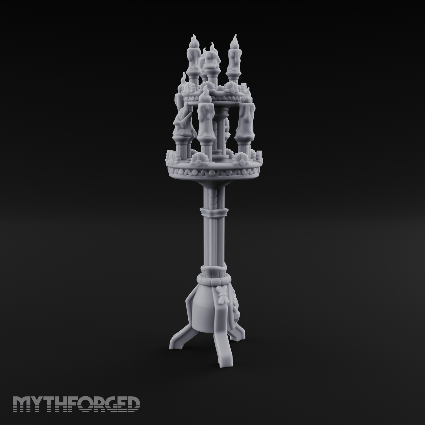 Torch-Crowned Ceremonial Candelabra Miniature for Dungeons and Dragons, Pathfinder or other TTRPGs