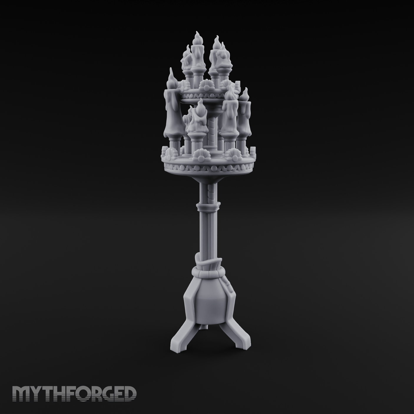 Torch-Crowned Ceremonial Candelabra Miniature for Dungeons and Dragons, Pathfinder or other TTRPGs