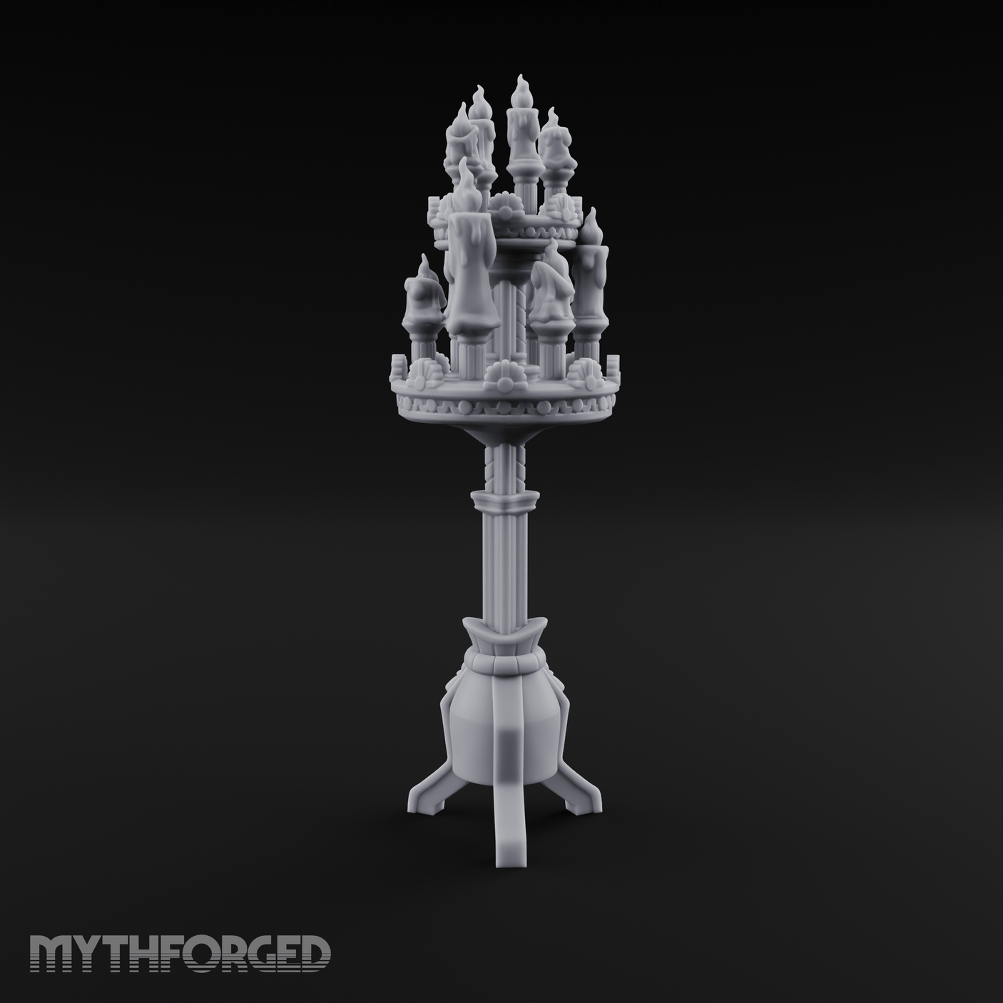 Torch-Crowned Ceremonial Candelabra Miniature for Dungeons and Dragons, Pathfinder or other TTRPGs