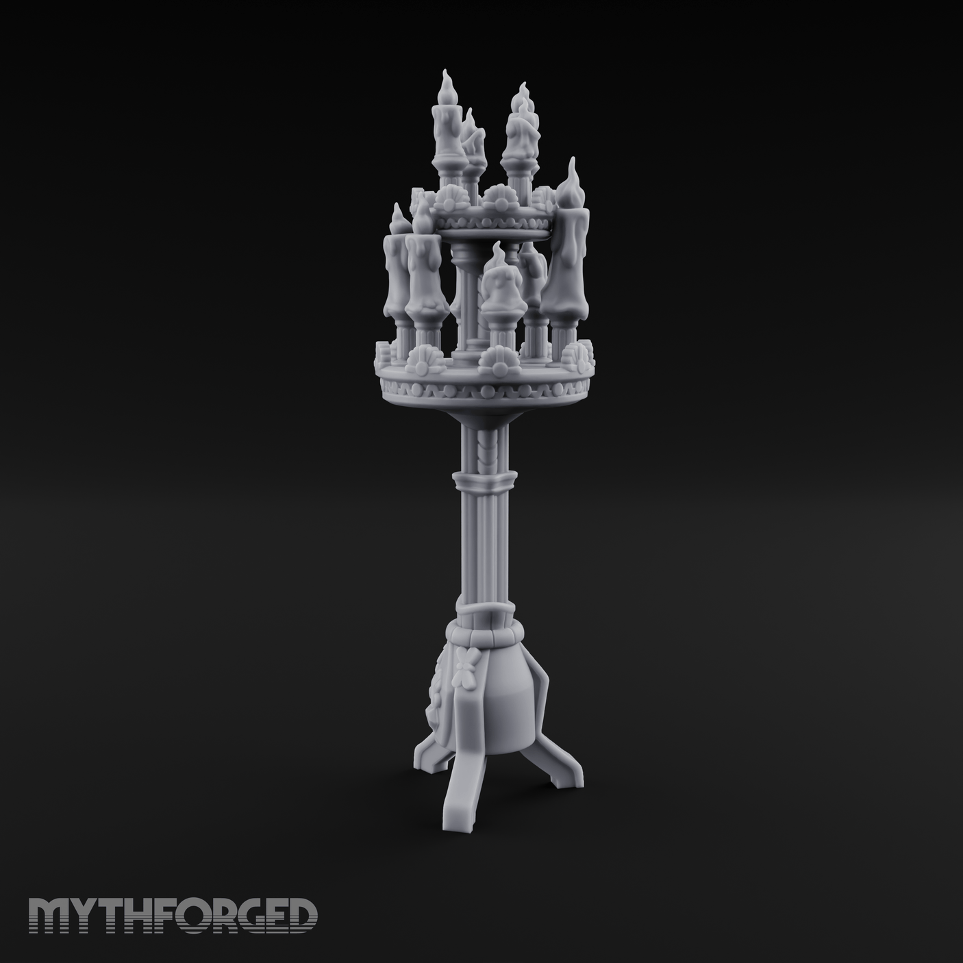 Torch-Crowned Ceremonial Candelabra Miniature for Dungeons and Dragons, Pathfinder or other TTRPGs