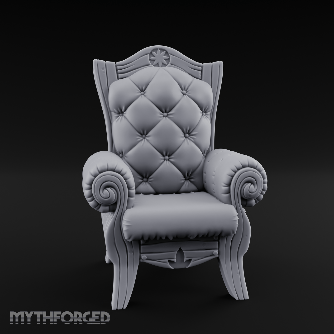 Tufted-Throne Noble's Chair Miniature for Dungeons and Dragons, Pathfinder or other TTRPGs