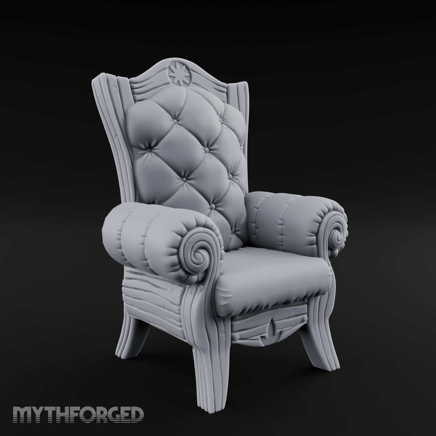 Tufted-Throne Noble's Chair Miniature for Dungeons and Dragons, Pathfinder or other TTRPGs