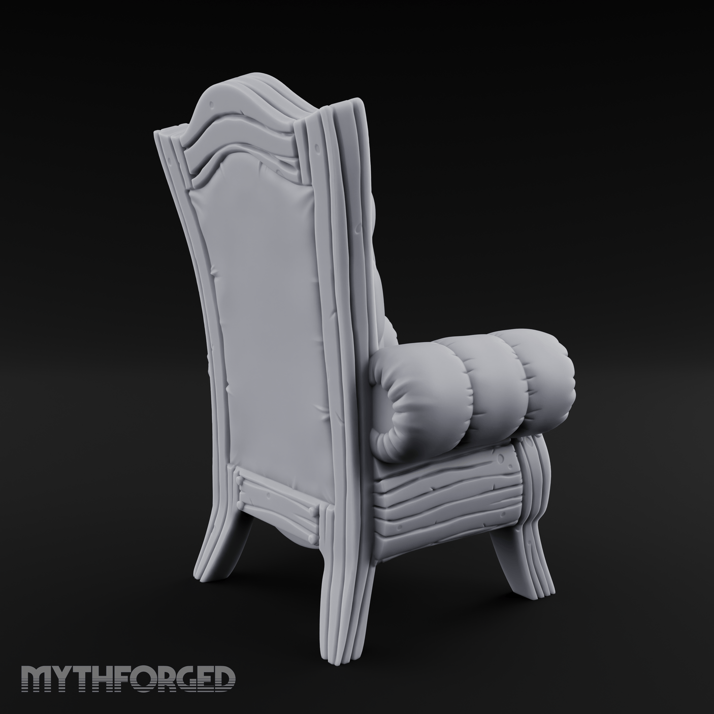 Tufted-Throne Noble's Chair Miniature for Dungeons and Dragons, Pathfinder or other TTRPGs