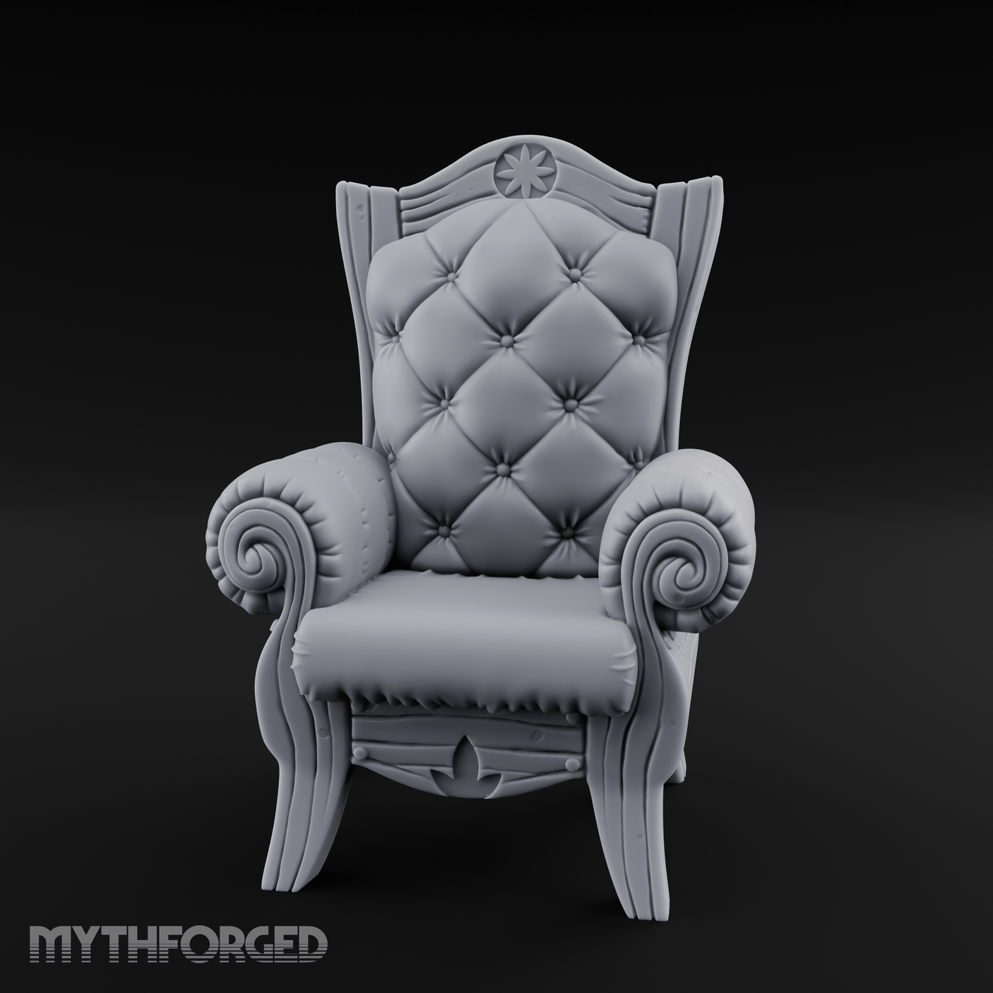 Tufted-Throne Noble's Chair Miniature for Dungeons and Dragons, Pathfinder or other TTRPGs