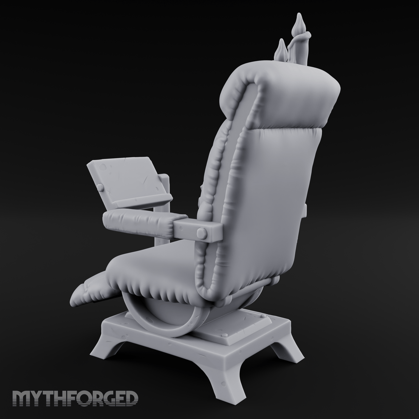 Velvet-Cushioned Chair with Bookrest Miniature for Dungeons and Dragons, Pathfinder or other TTRPGs