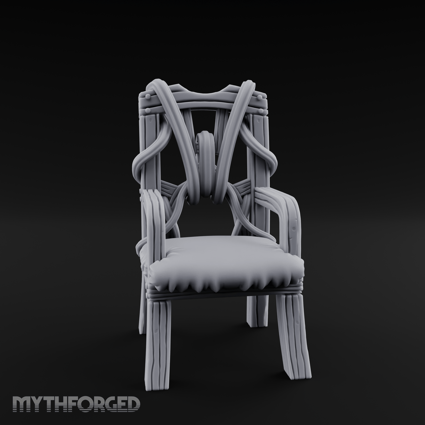 Spiral-Armed Throne Chair Miniature for Dungeons and Dragons, Pathfinder or other TTRPGs