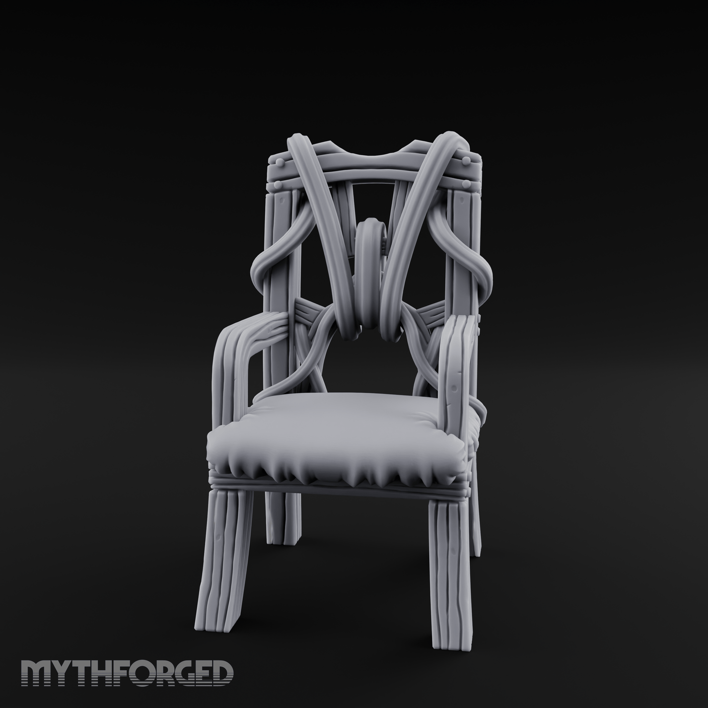 Spiral-Armed Throne Chair Miniature for Dungeons and Dragons, Pathfinder or other TTRPGs