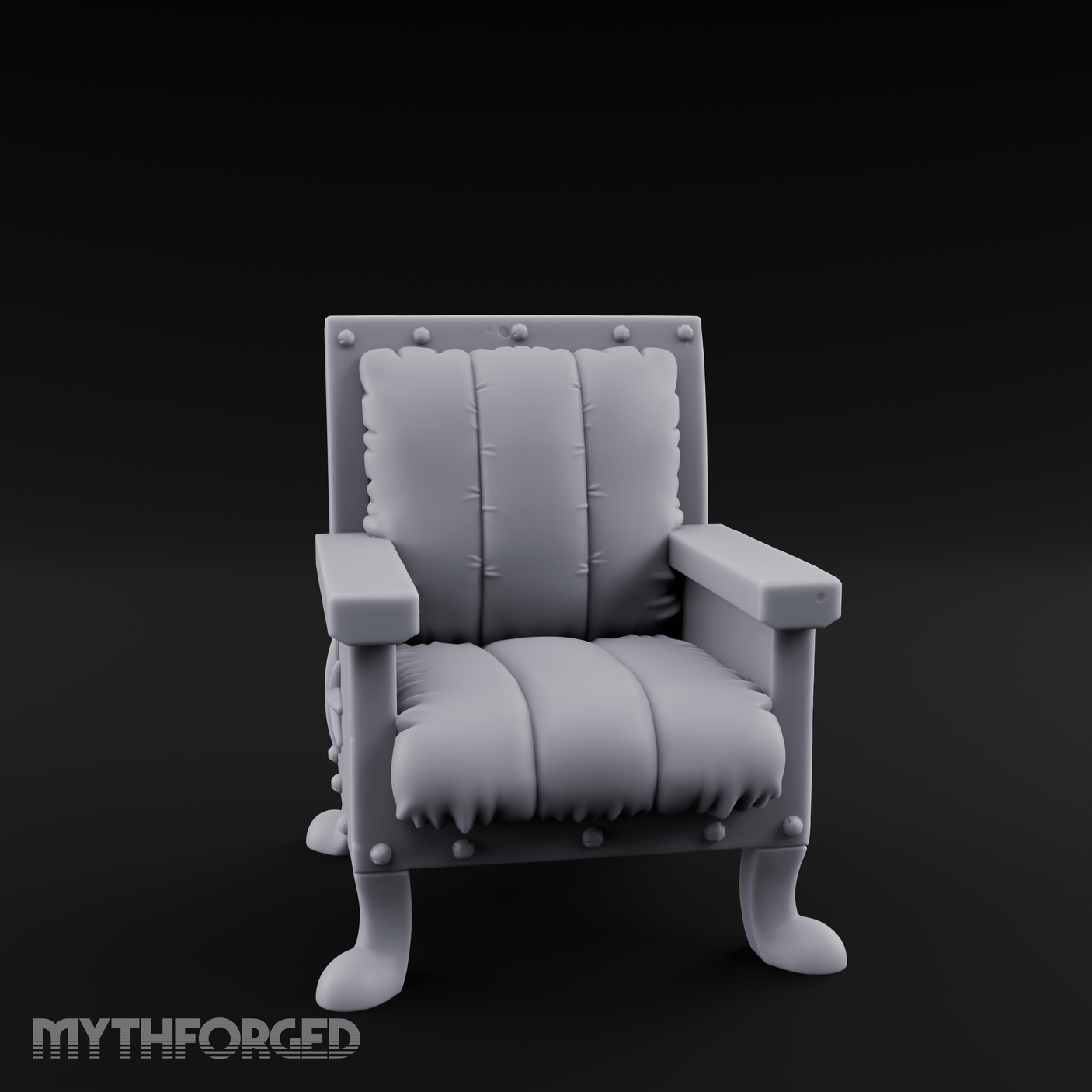 Riveted-Frame Throne Chair Miniature for Dungeons and Dragons, Pathfinder or other TTRPGs