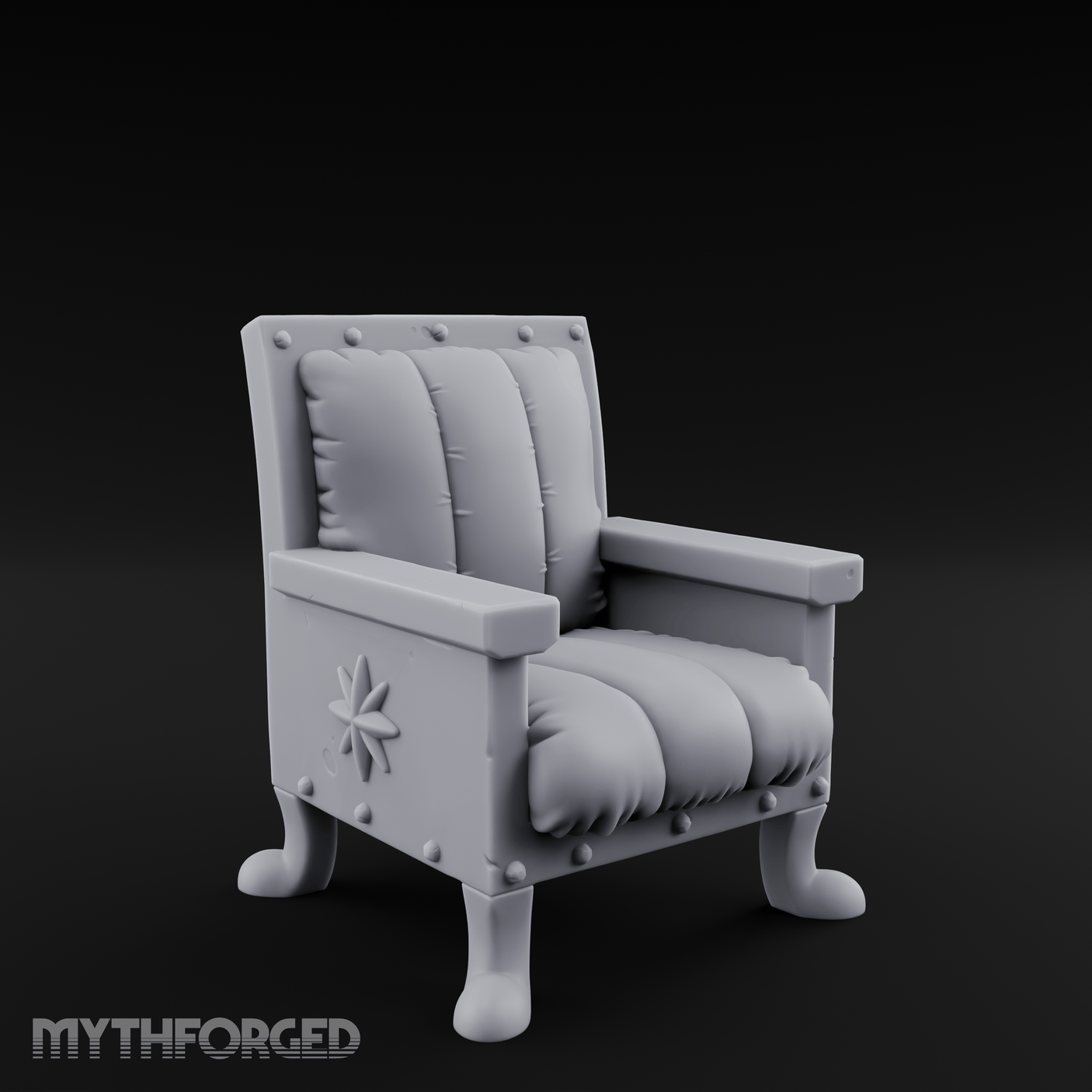 Riveted-Frame Throne Chair Miniature for Dungeons and Dragons, Pathfinder or other TTRPGs