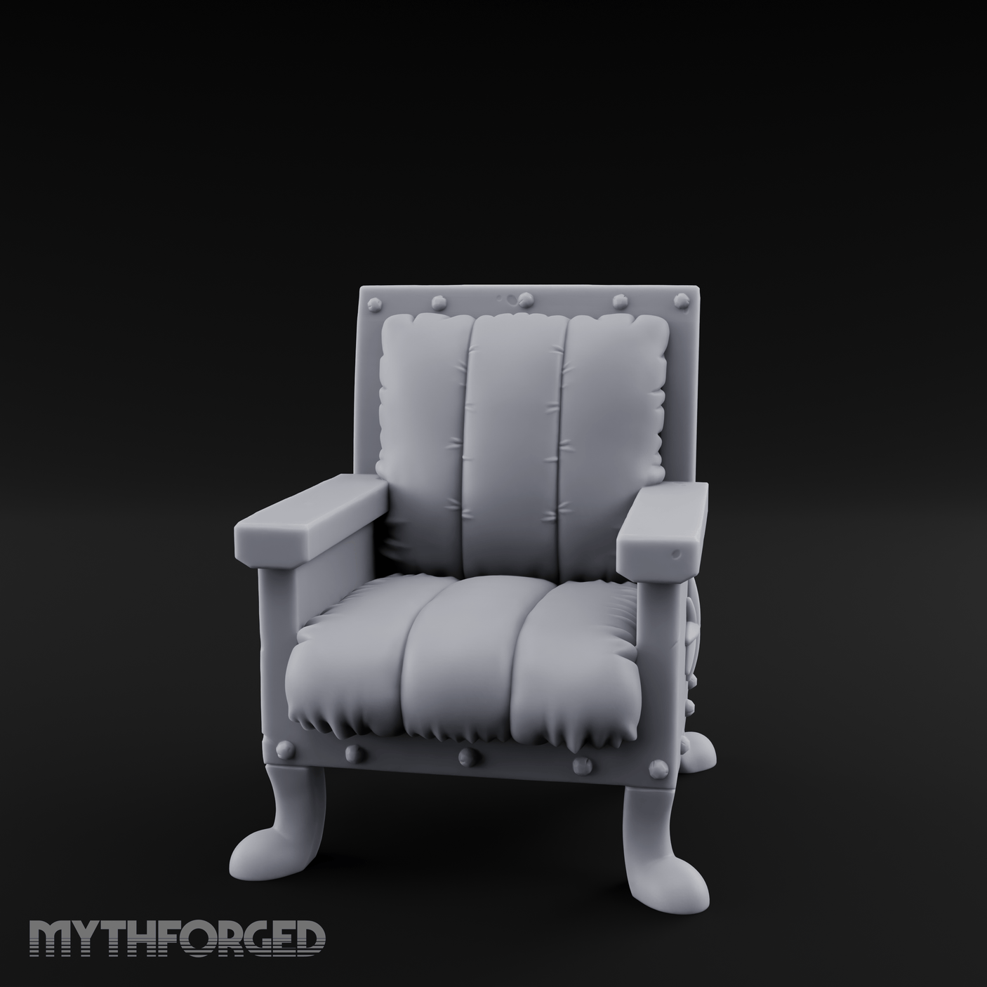Riveted-Frame Throne Chair Miniature for Dungeons and Dragons, Pathfinder or other TTRPGs