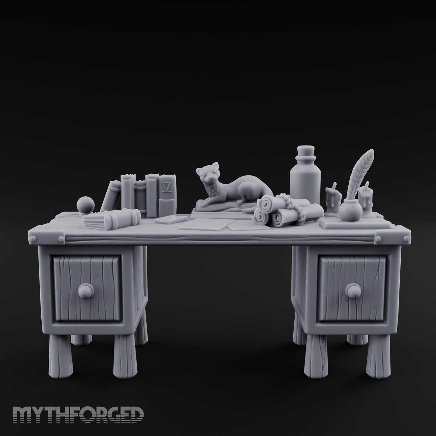 Fluted-Leg Scribe's Desk Miniature for Dungeons and Dragons, Pathfinder or other TTRPGs