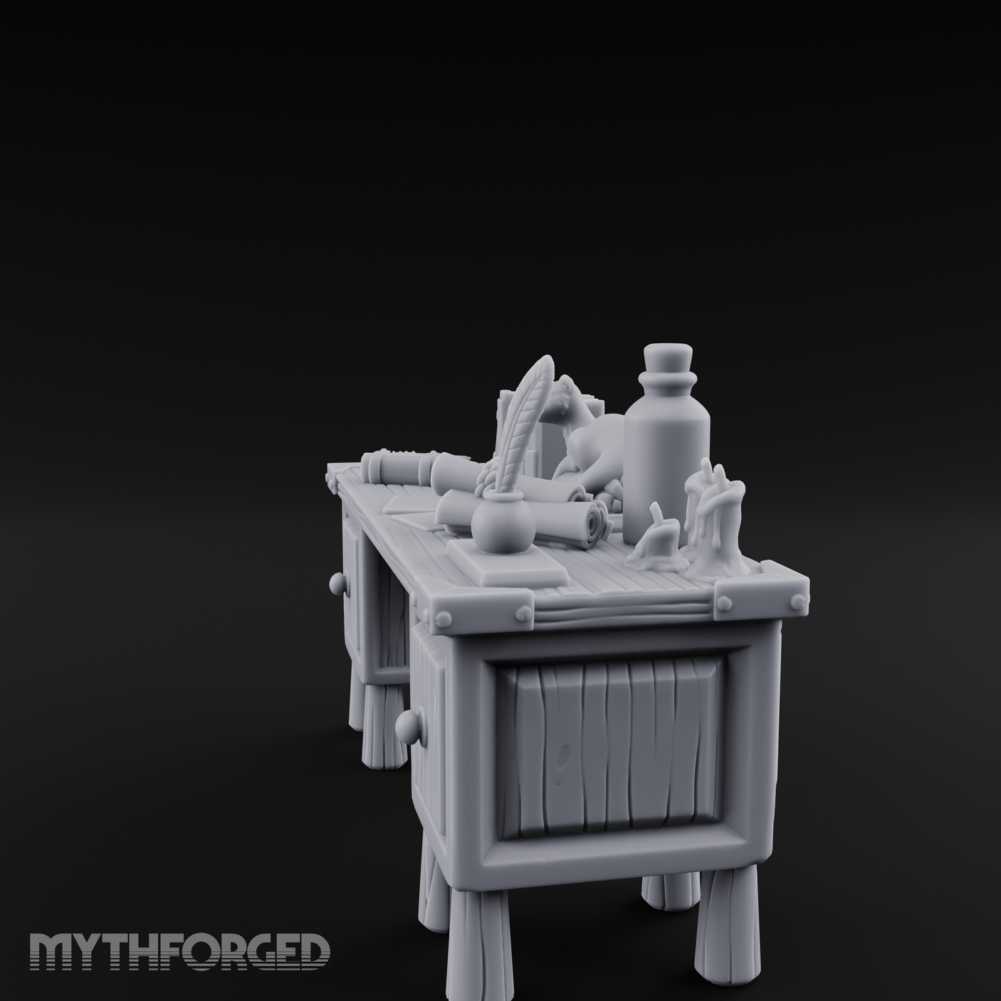 Fluted-Leg Scribe's Desk Miniature for Dungeons and Dragons, Pathfinder or other TTRPGs