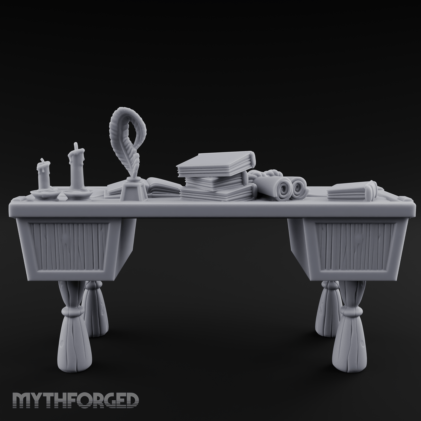 Fluted-Pedestal Noble Writing Desk Miniature for Dungeons and Dragons, Pathfinder or other TTRPGs