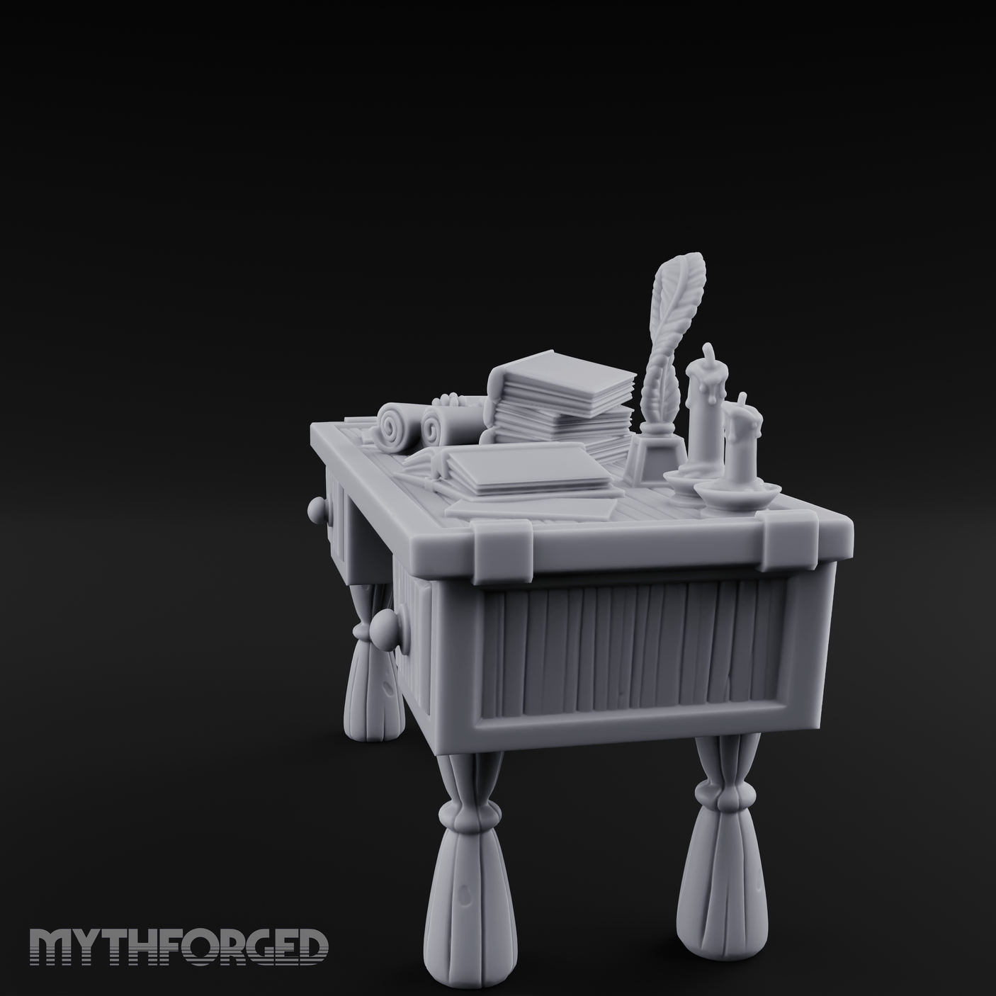 Fluted-Pedestal Noble Writing Desk Miniature for Dungeons and Dragons, Pathfinder or other TTRPGs