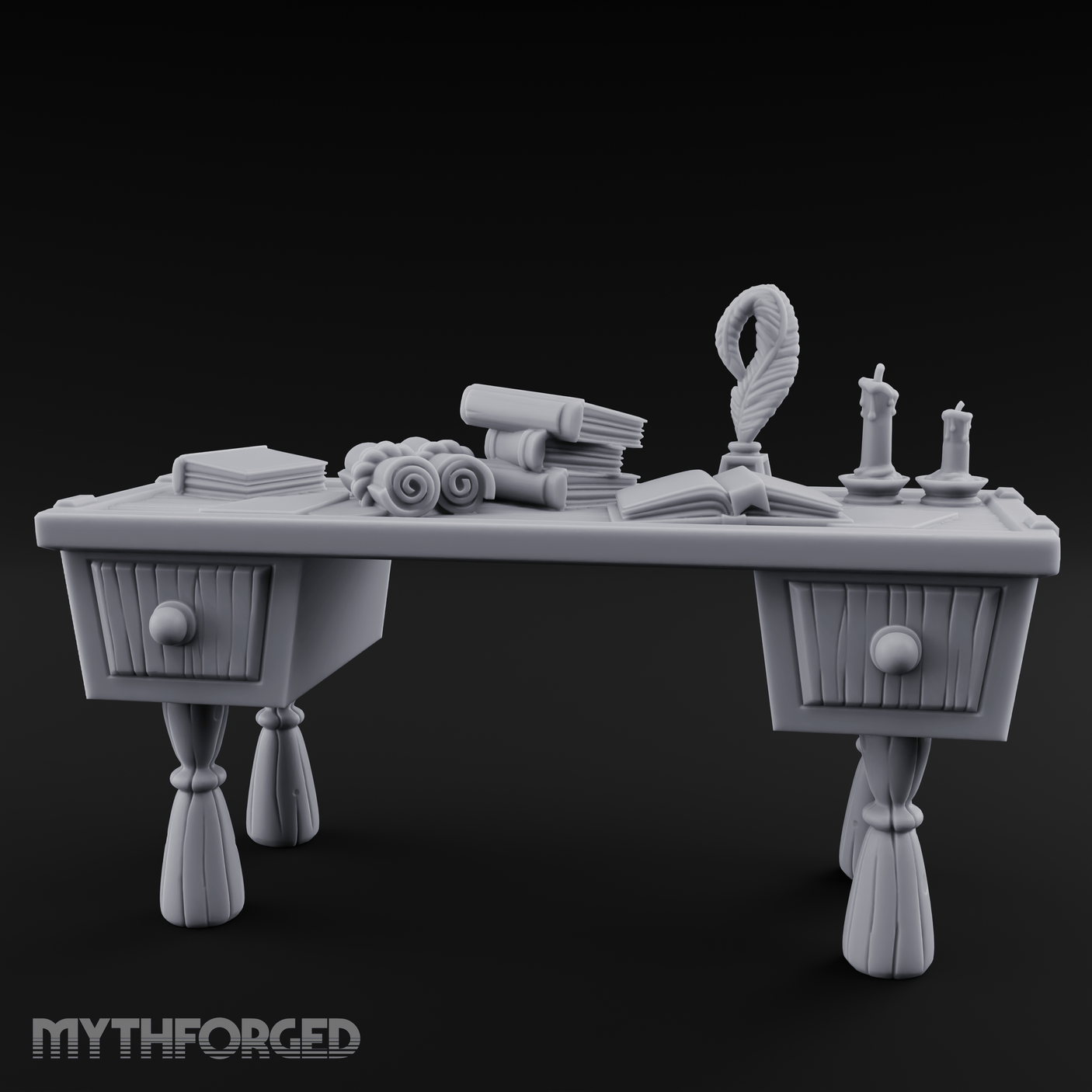 Fluted-Pedestal Noble Writing Desk Miniature for Dungeons and Dragons, Pathfinder or other TTRPGs