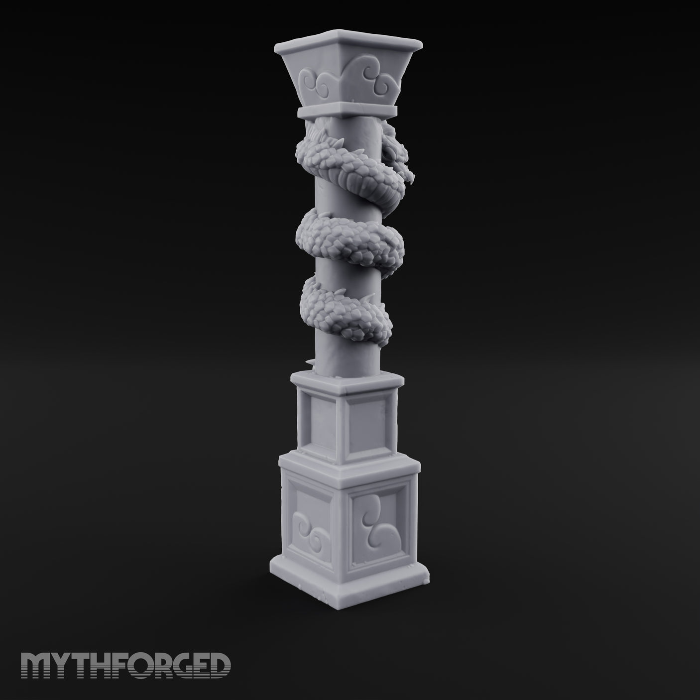 Dragon-Coiled Temple Pillar Miniature for Dungeons and Dragons, Pathfinder or other TTRPGs