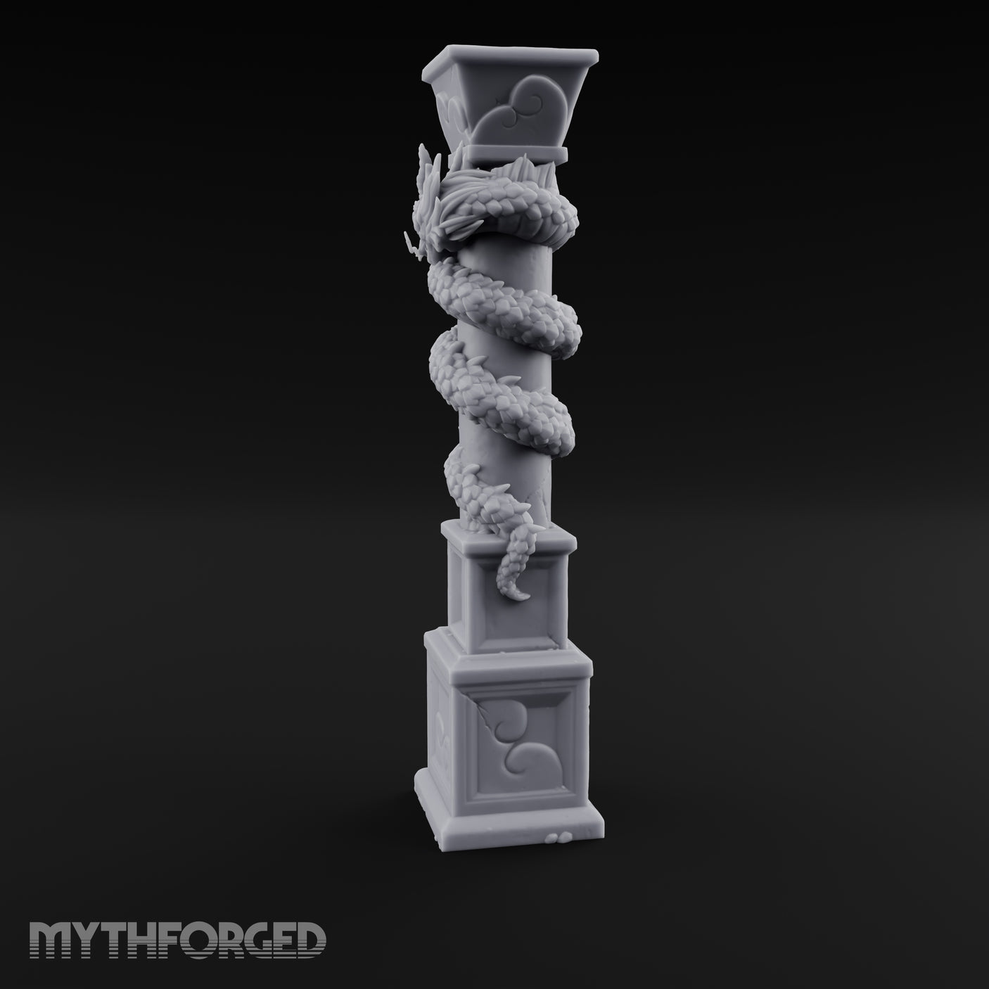 Dragon-Coiled Temple Pillar Miniature for Dungeons and Dragons, Pathfinder or other TTRPGs