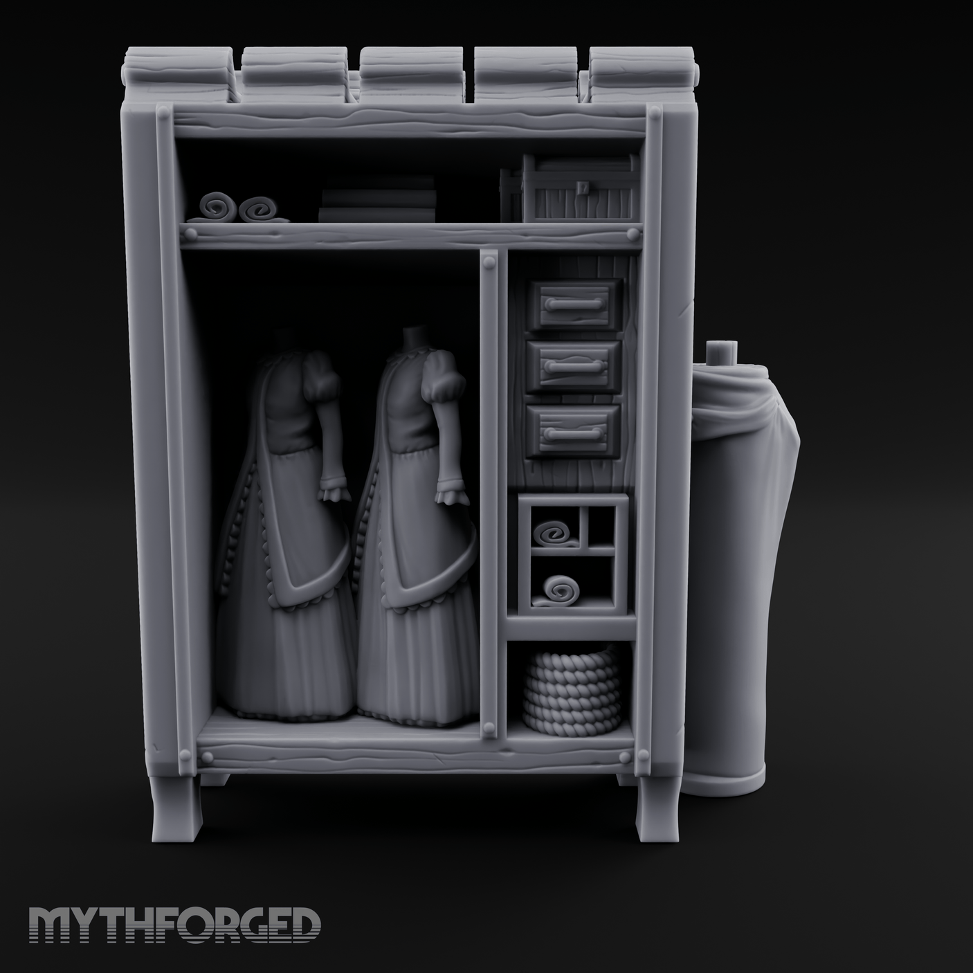 Formal-Dressed Mannequin Display Cabinet Miniature for Dungeons and Dragons, Pathfinder or other TTRPGs