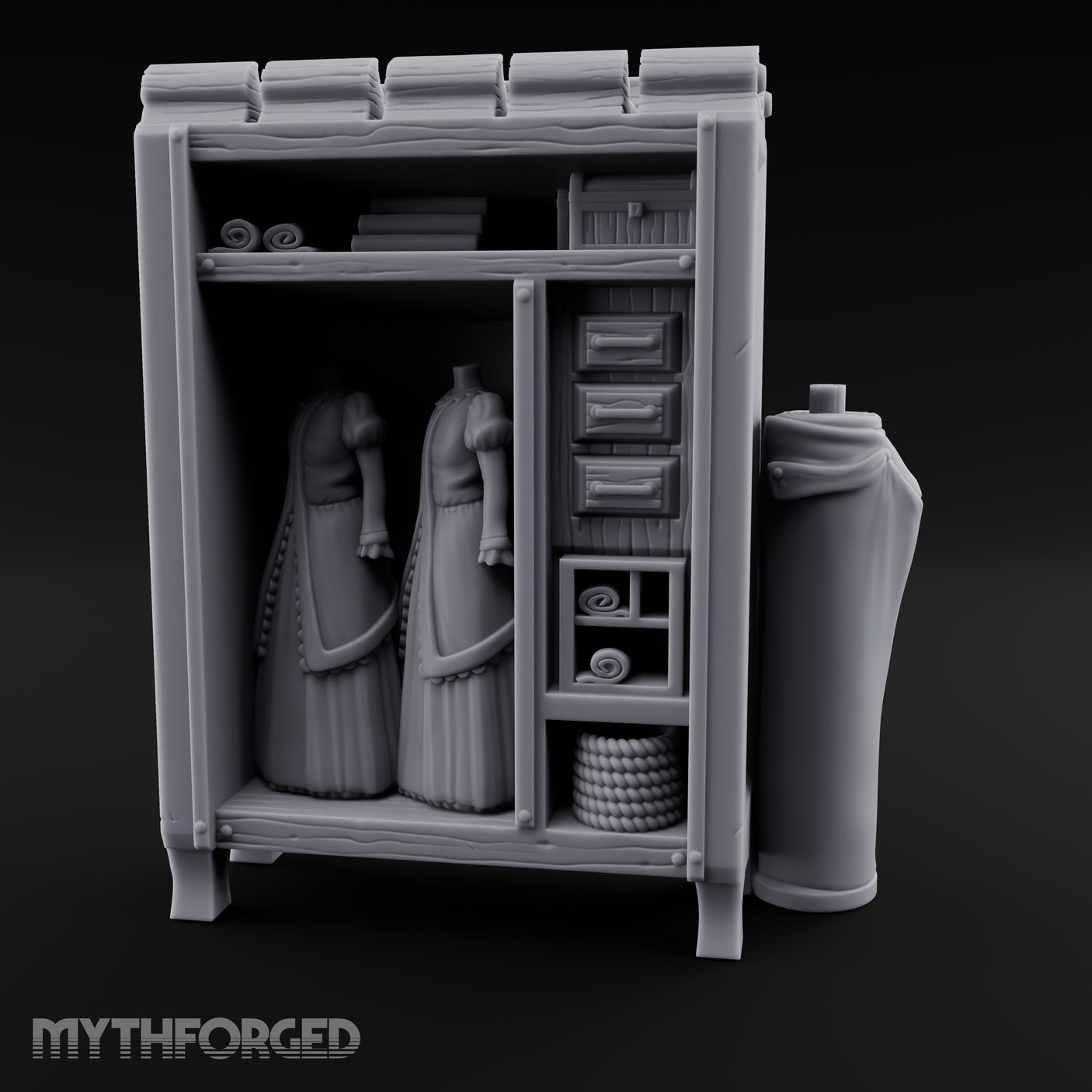 Formal-Dressed Mannequin Display Cabinet Miniature for Dungeons and Dragons, Pathfinder or other TTRPGs