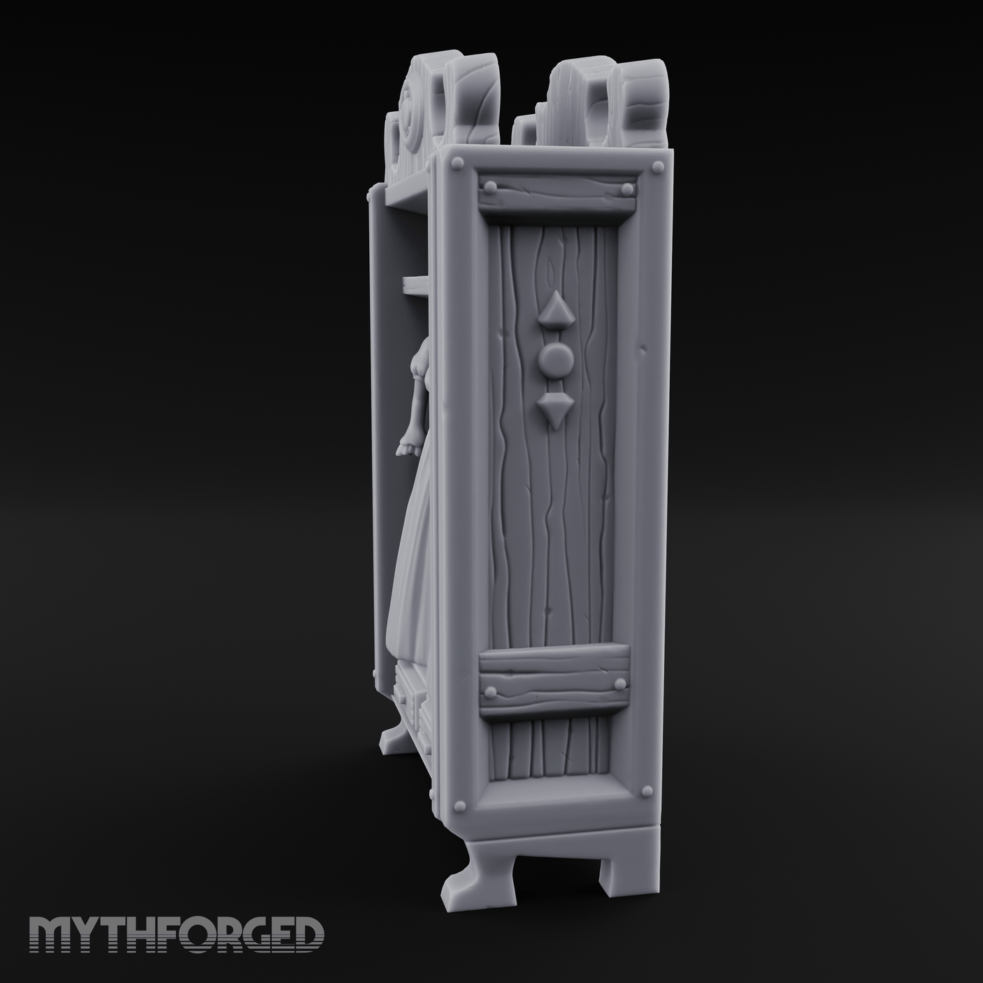 Mannequin-Dressed Tailor's Display Cabinet Miniature for Dungeons and Dragons, Pathfinder or other TTRPGs