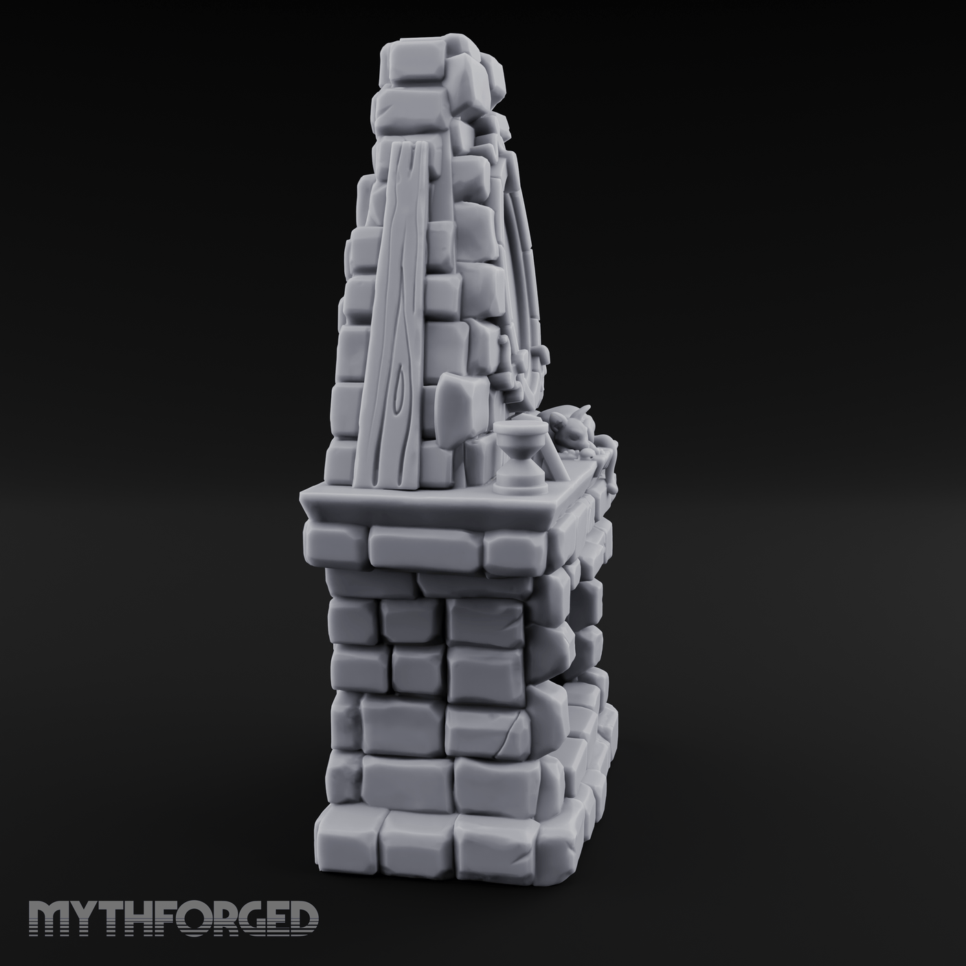 Cat-Nap Stone Hearth Fireplace Miniature for Dungeons and Dragons, Pathfinder or other TTRPGs