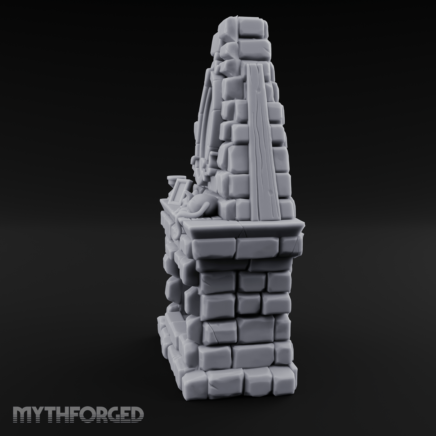 Cat-Nap Stone Hearth Fireplace Miniature for Dungeons and Dragons, Pathfinder or other TTRPGs