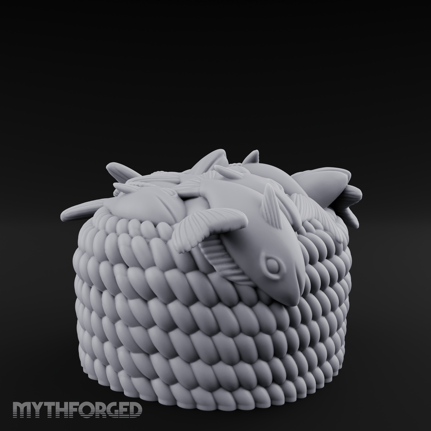 Woven-Scaled Fish Basket Miniature for Dungeons and Dragons, Pathfinder or other TTRPGs