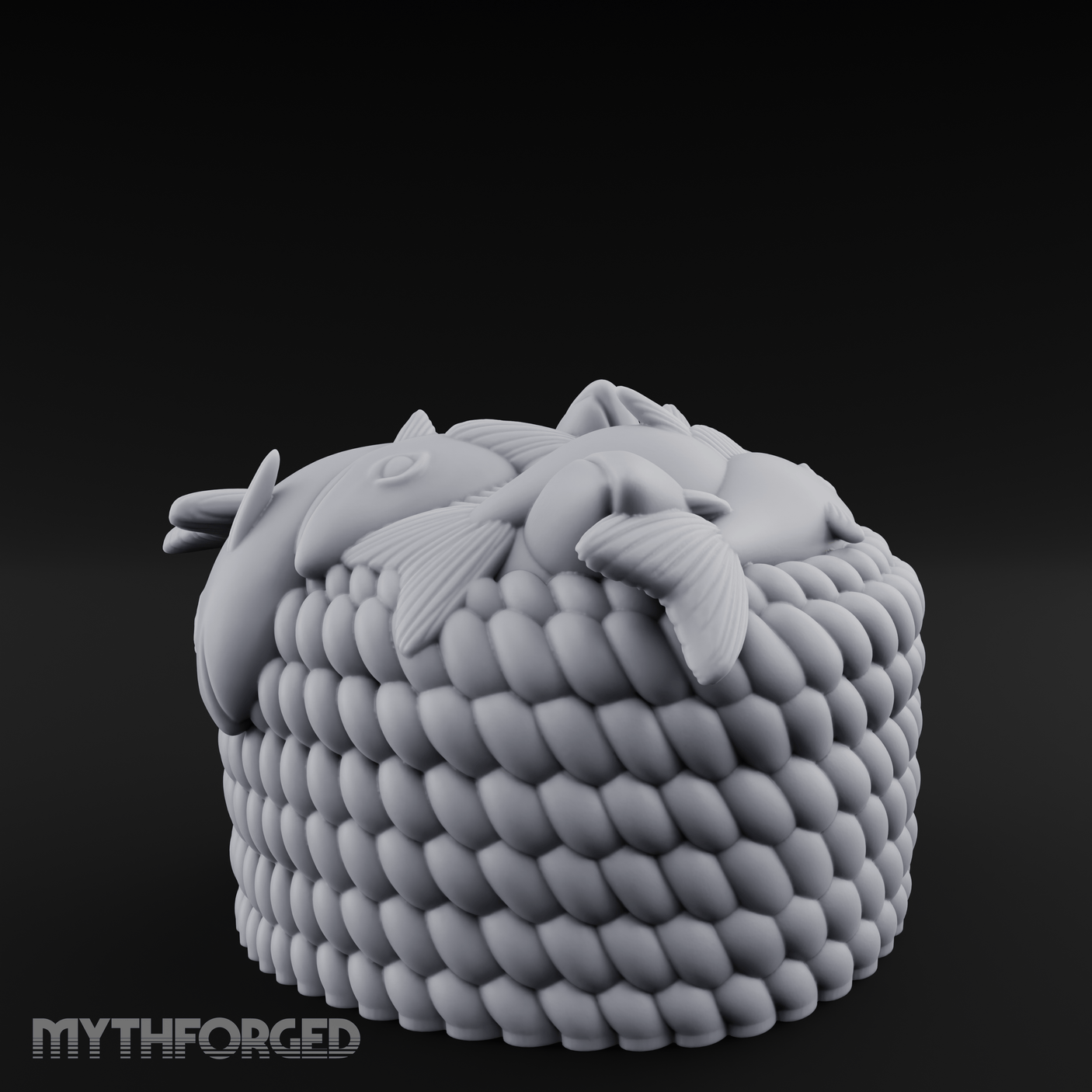 Woven-Scaled Fish Basket Miniature for Dungeons and Dragons, Pathfinder or other TTRPGs