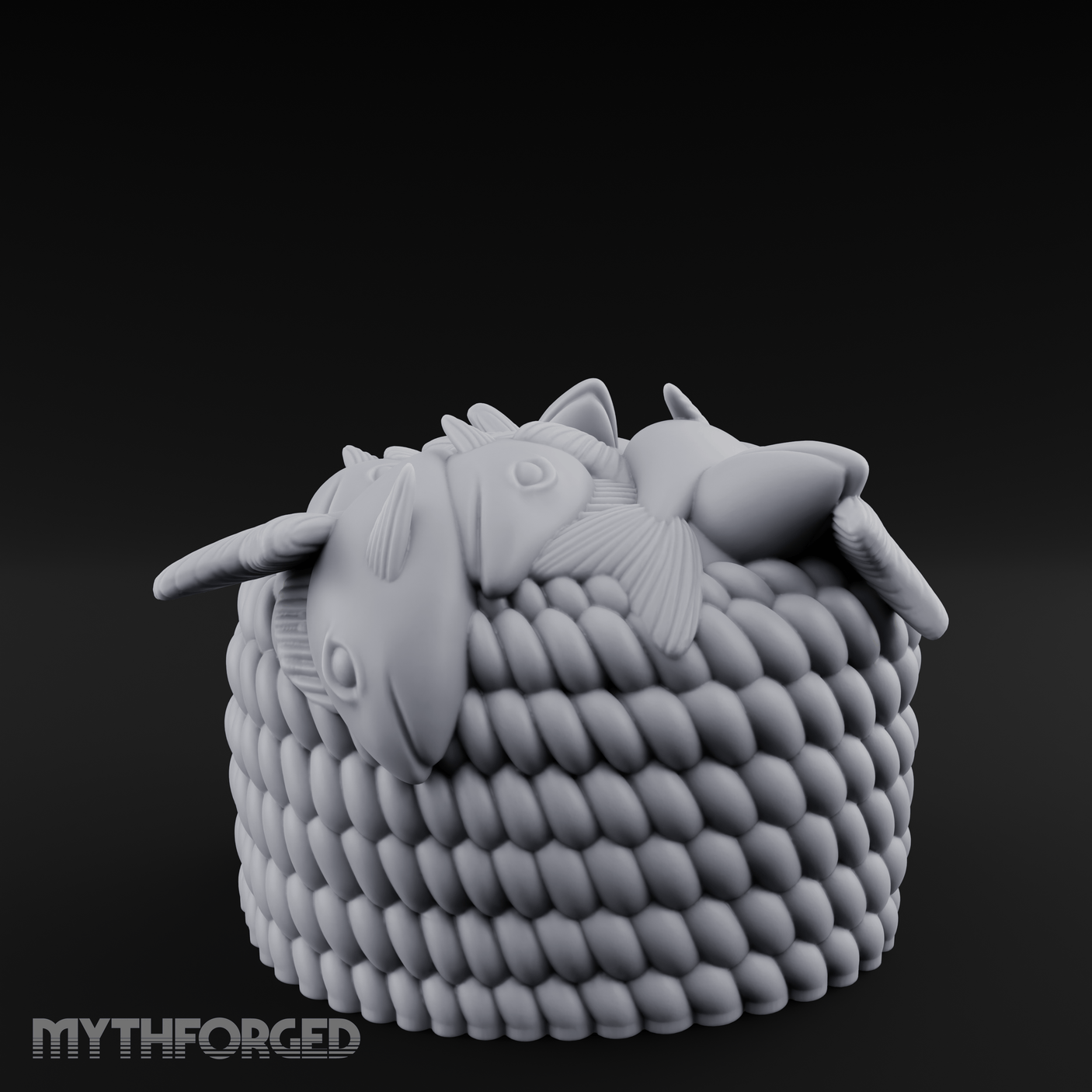 Woven-Scaled Fish Basket Miniature for Dungeons and Dragons, Pathfinder or other TTRPGs