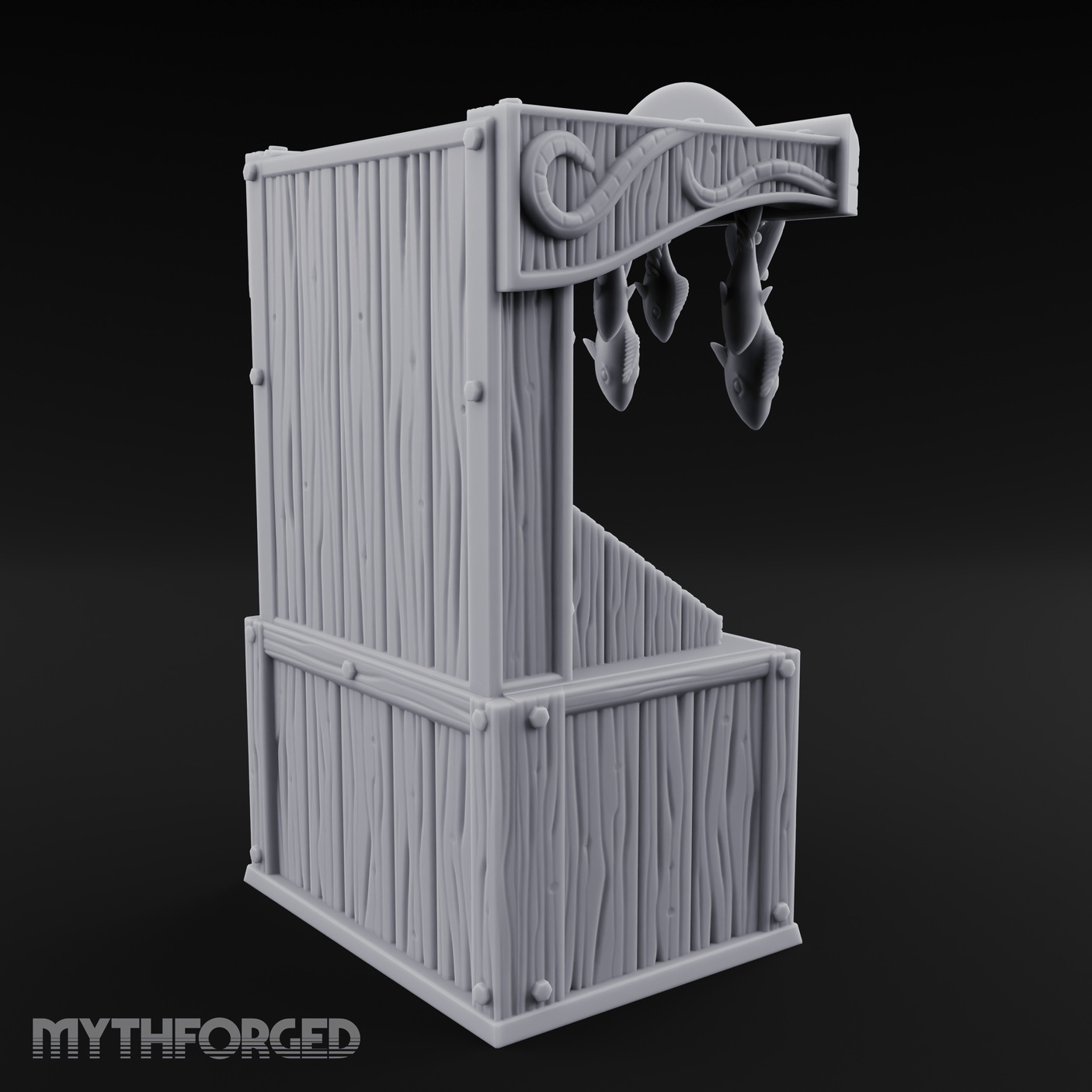 Fish-Monger's Market Stall Miniature for Dungeons and Dragons, Pathfinder or other TTRPGs