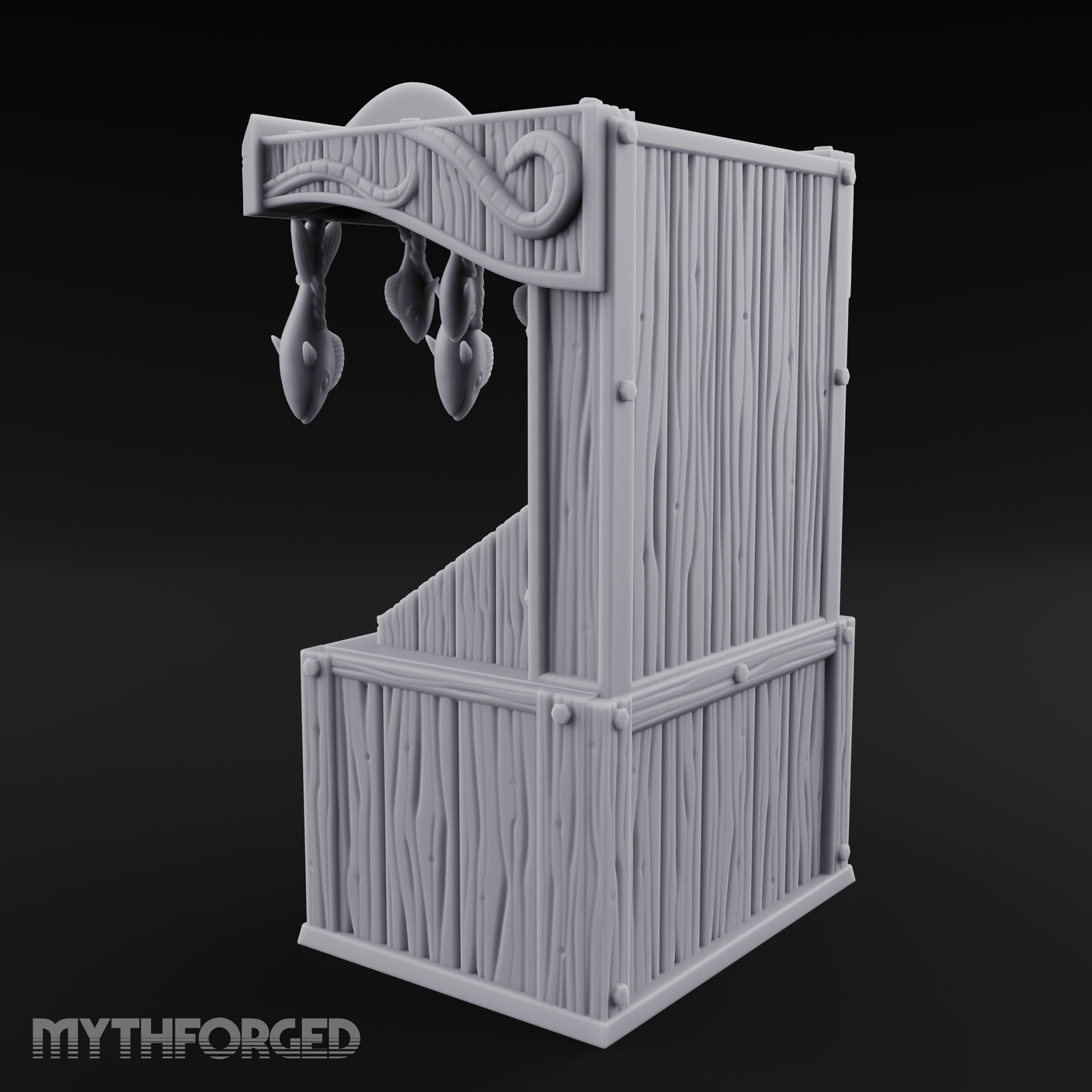 Fish-Monger's Market Stall Miniature for Dungeons and Dragons, Pathfinder or other TTRPGs