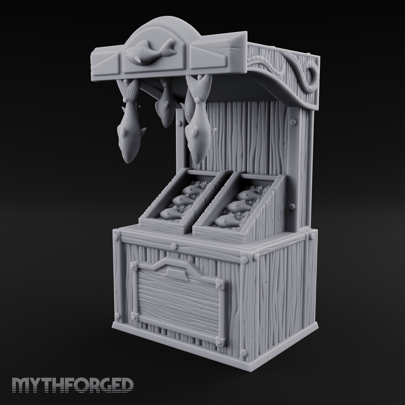 Fish-Monger's Market Stall Miniature for Dungeons and Dragons, Pathfinder or other TTRPGs