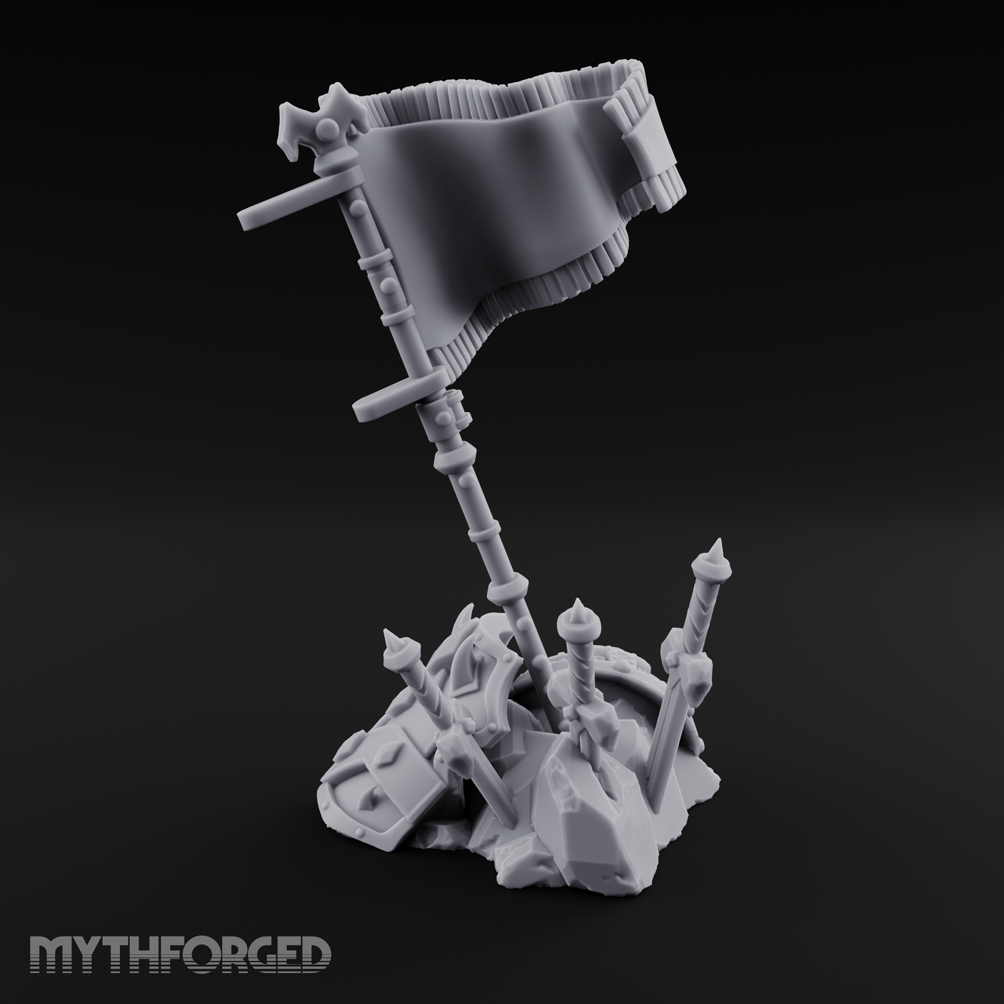 Ornate Ceremonial Banner Stand Miniature for Dungeons and Dragons, Pathfinder or other TTRPGs