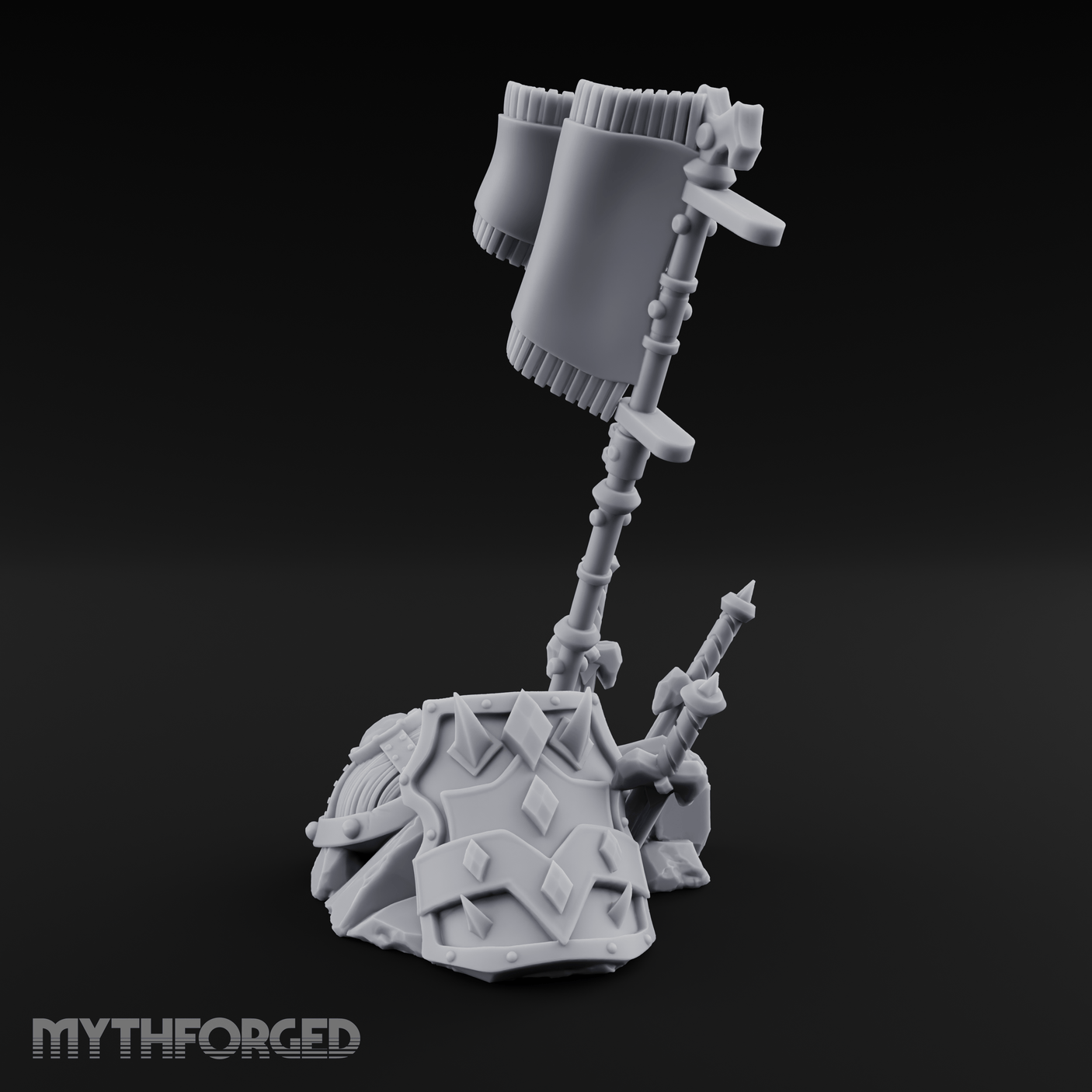 Ornate Ceremonial Banner Stand Miniature for Dungeons and Dragons, Pathfinder or other TTRPGs