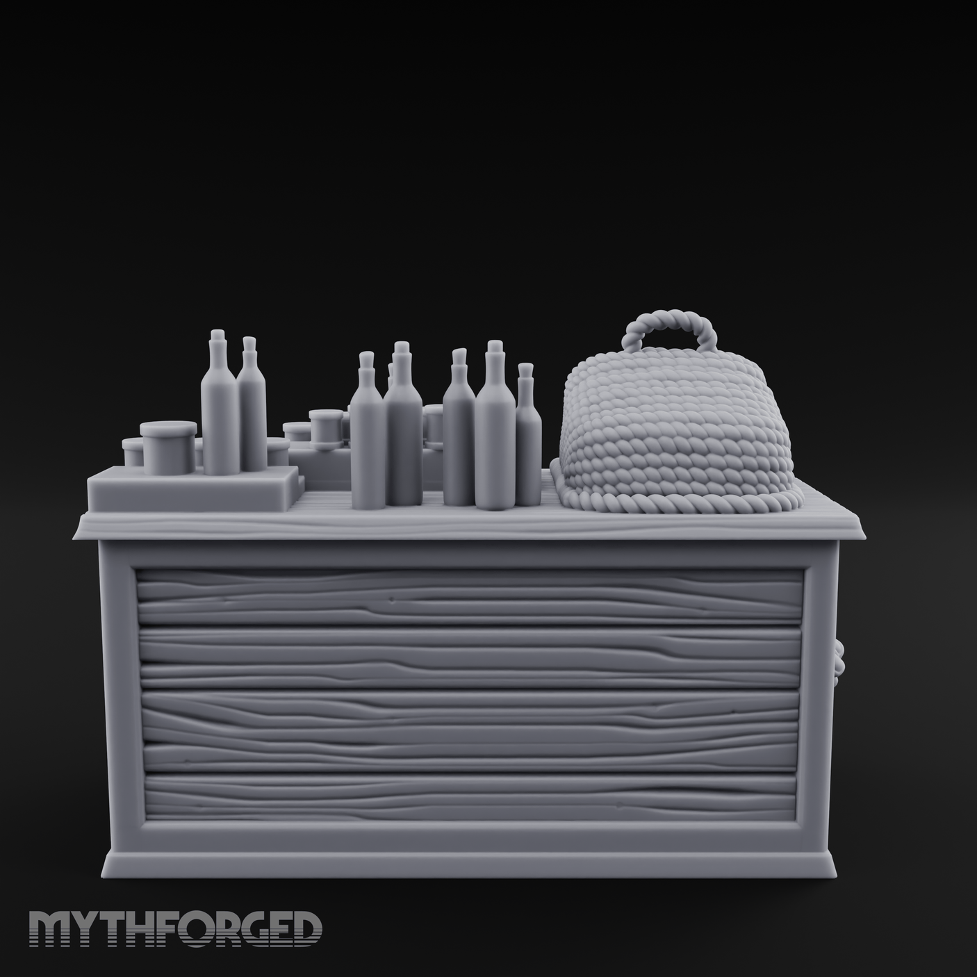 Rope-Handled Apothecary Counter Miniature for Dungeons and Dragons, Pathfinder or other TTRPGs