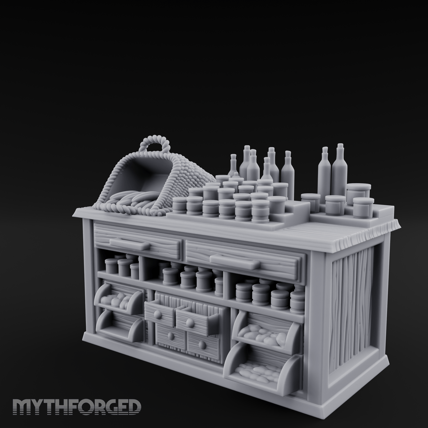 Rope-Handled Apothecary Counter Miniature for Dungeons and Dragons, Pathfinder or other TTRPGs