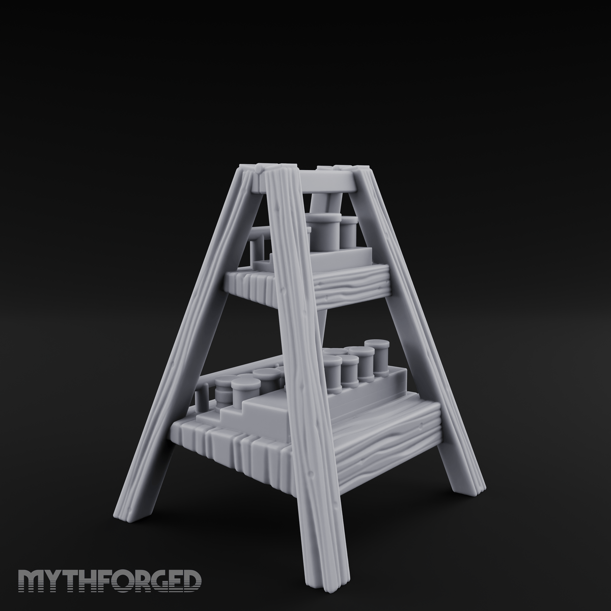 Merchant-Stacked Market Display Ladder Miniature for Dungeons and Dragons, Pathfinder or other TTRPGs