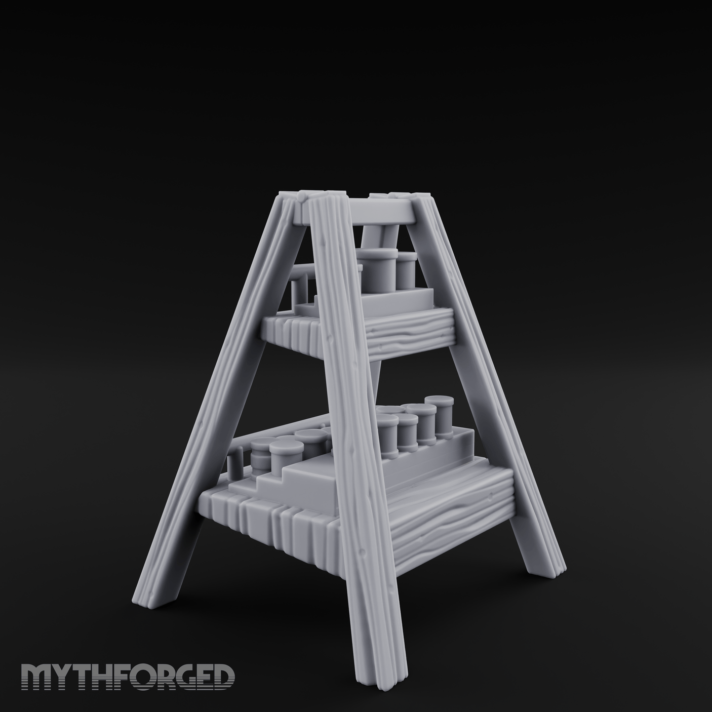 Merchant-Stacked Market Display Ladder Miniature for Dungeons and Dragons, Pathfinder or other TTRPGs