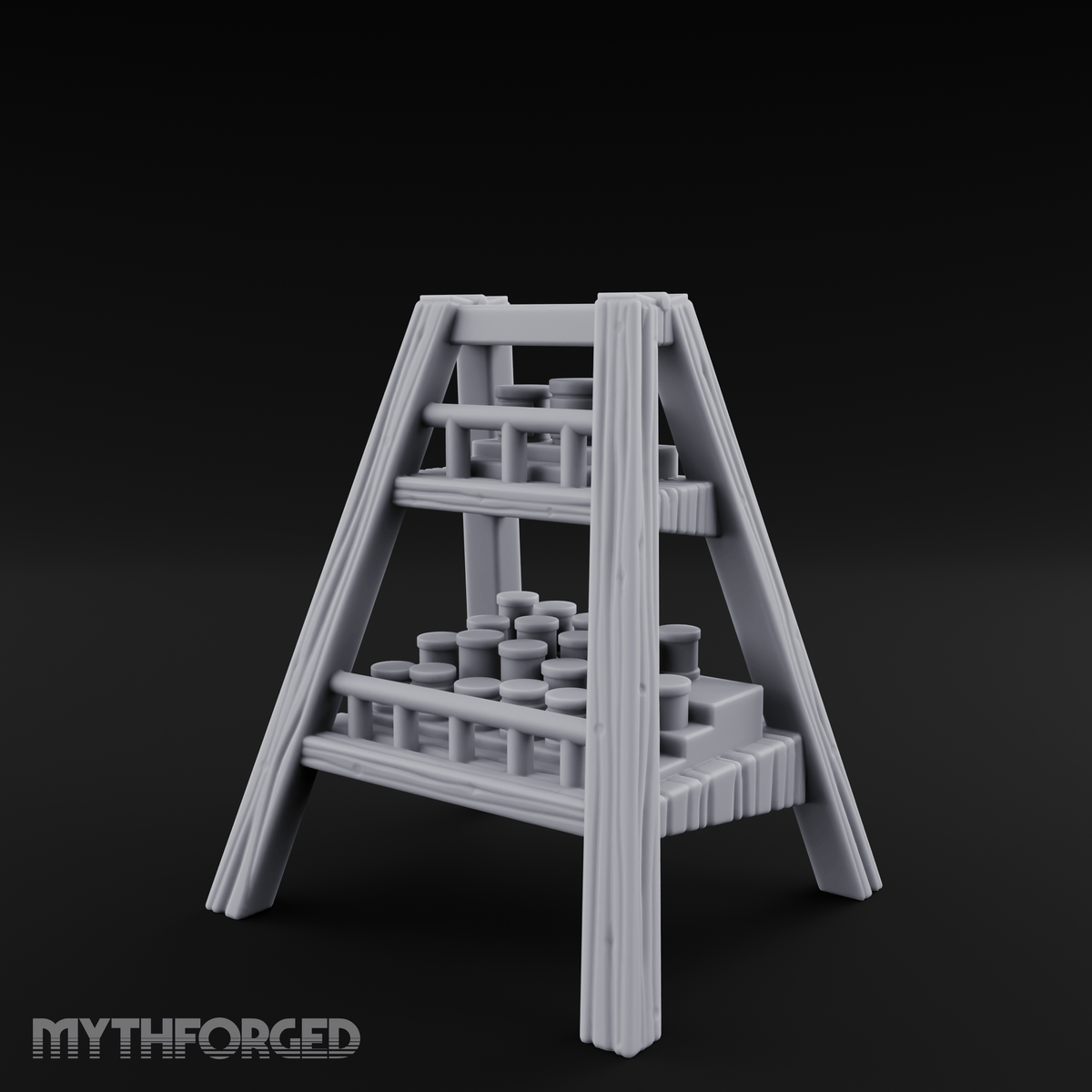 Merchant-Stacked Market Display Ladder Miniature for Dungeons and Dragons, Pathfinder or other TTRPGs