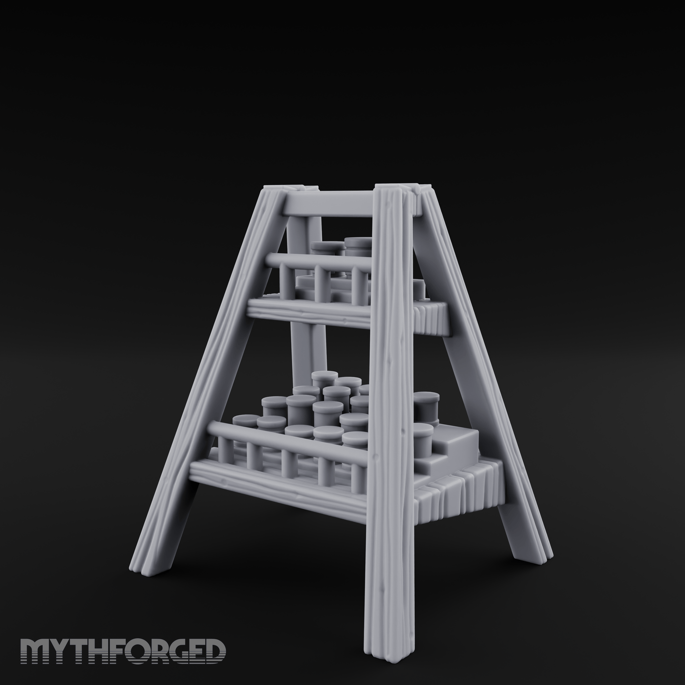 Merchant-Stacked Market Display Ladder Miniature for Dungeons and Dragons, Pathfinder or other TTRPGs