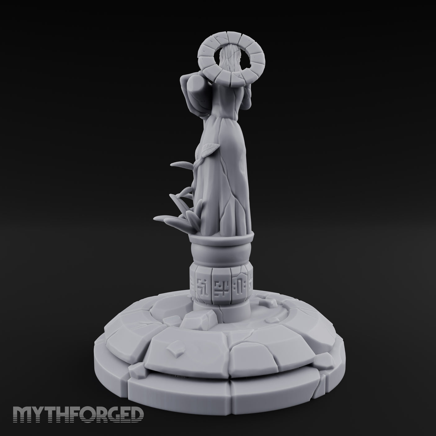 Halo-Crowned Goddess Fountain Miniature for Dungeons and Dragons, Pathfinder or other TTRPGs