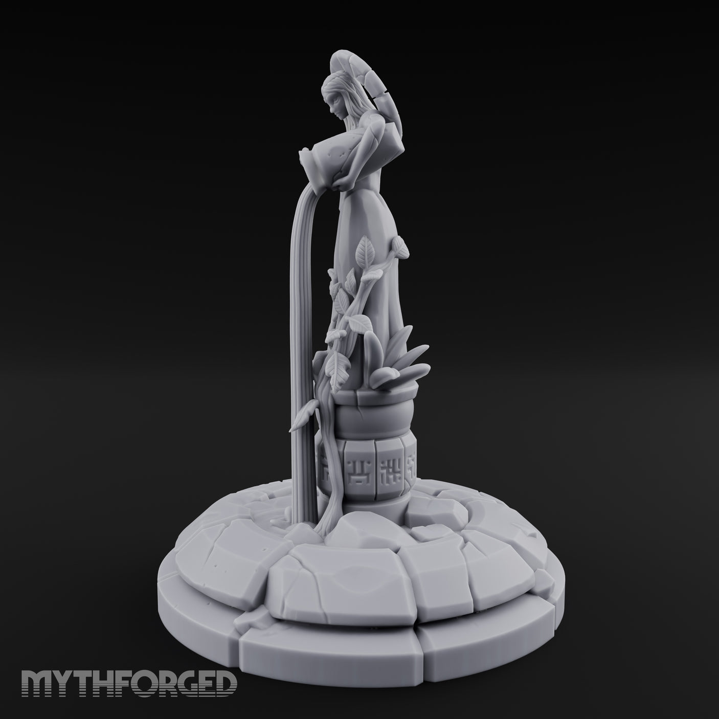 Halo-Crowned Goddess Fountain Miniature for Dungeons and Dragons, Pathfinder or other TTRPGs